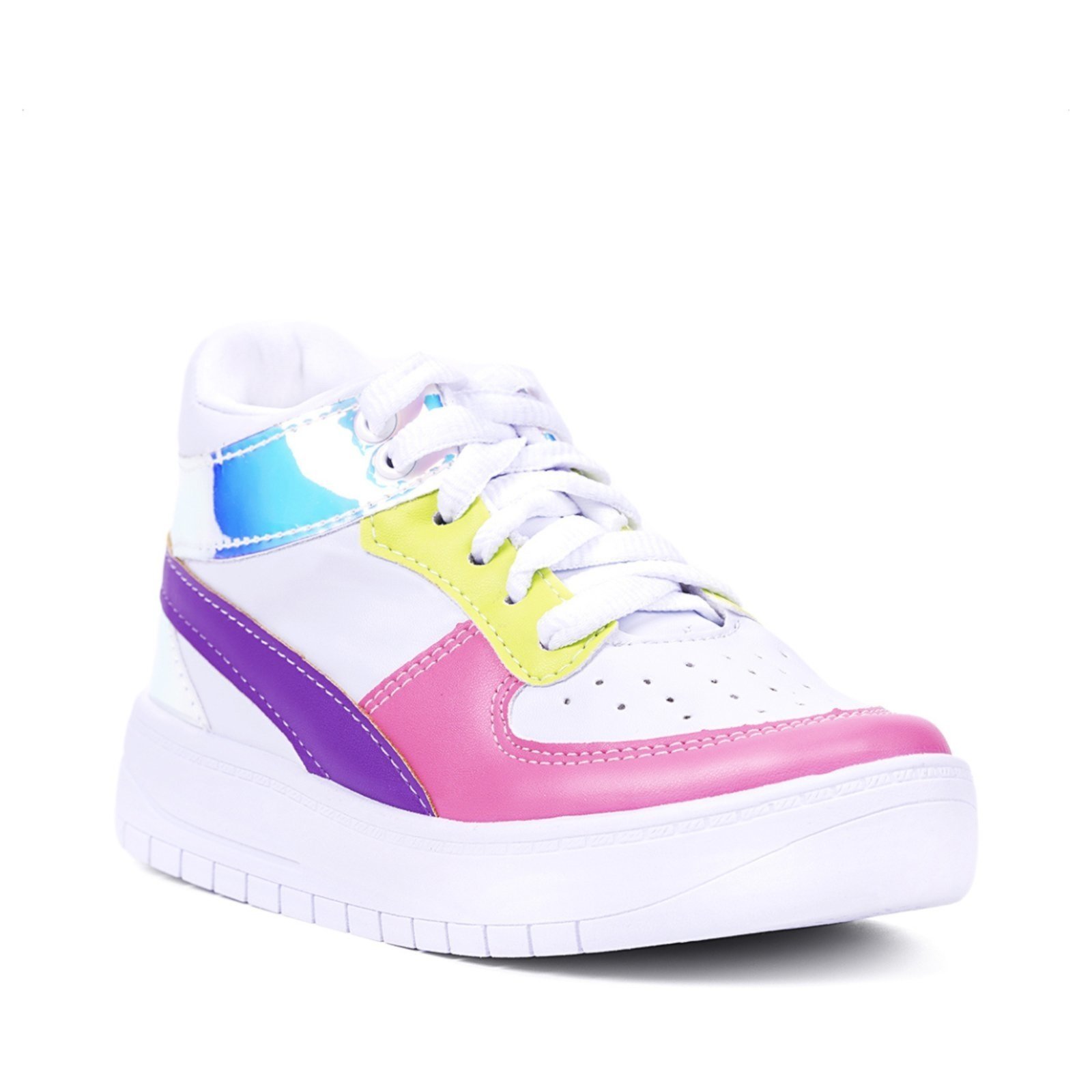 Infantil – Tênis Feminino Casual Cano Médio Refletivo Recortes