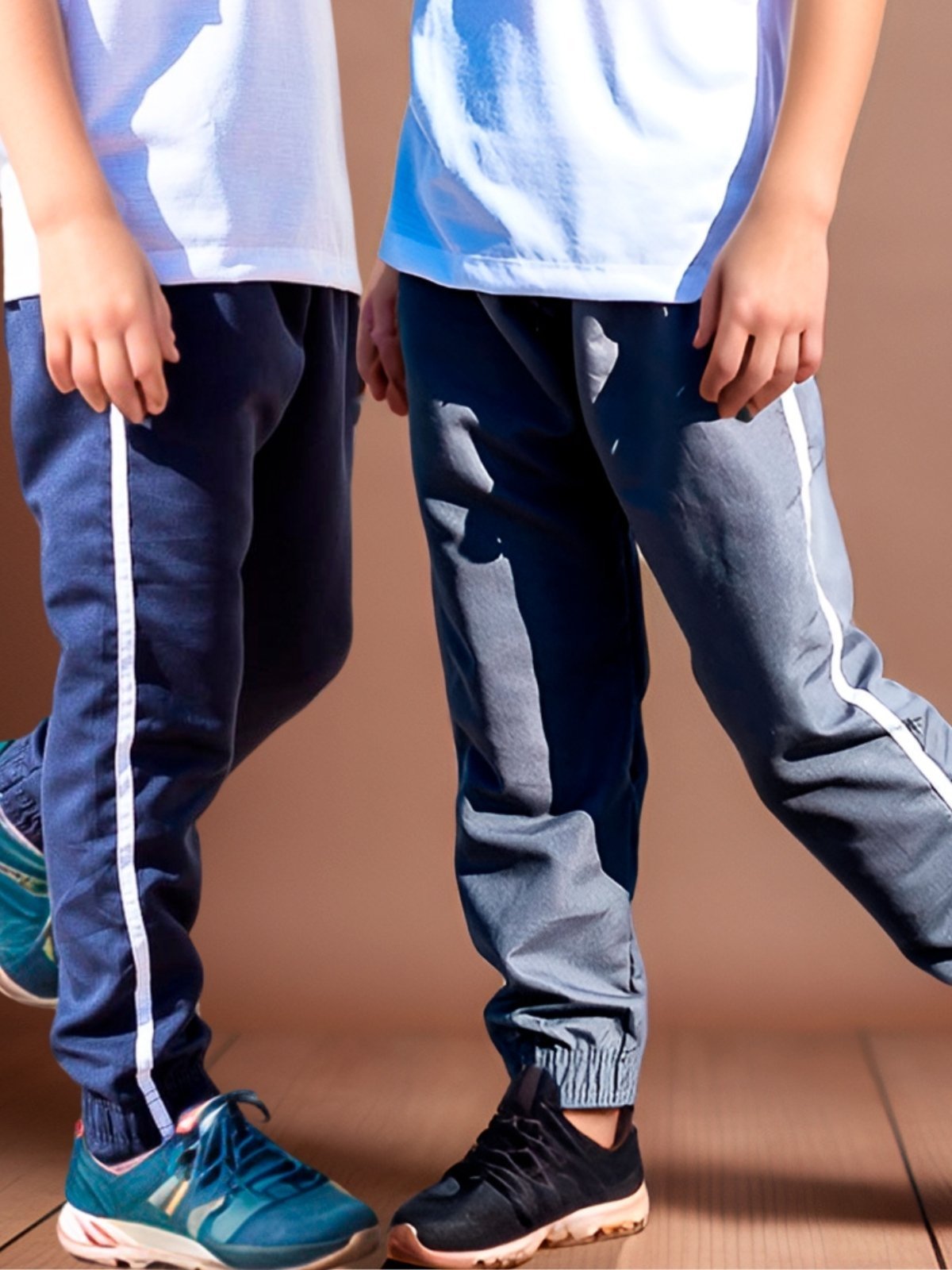 Infantil – KIT 2 Calça Jogger Tactel Elástico na Barra Uniforme Escola Passeio