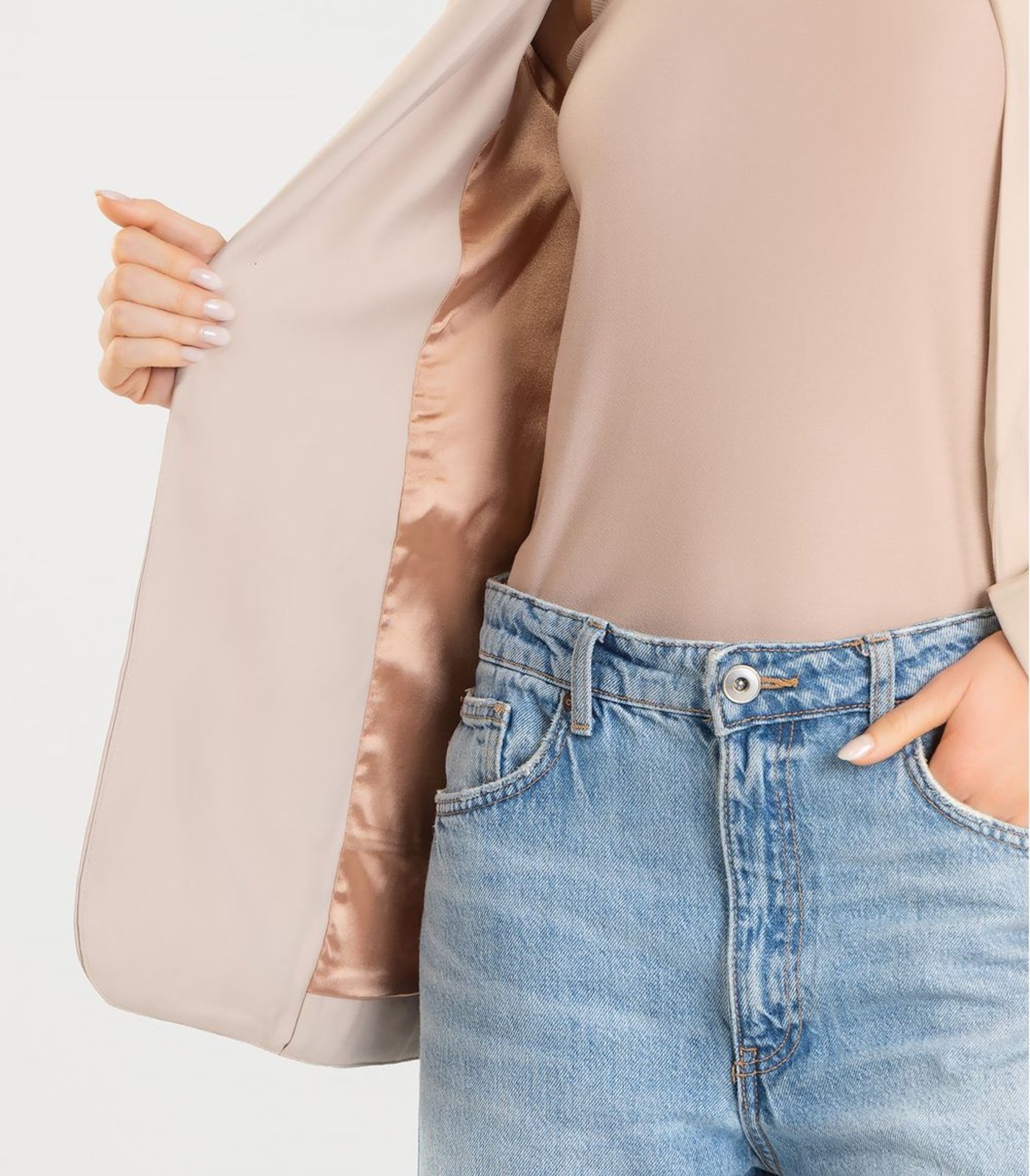 Vista 3 Blazer Feminino Dianna bege Dianna bege