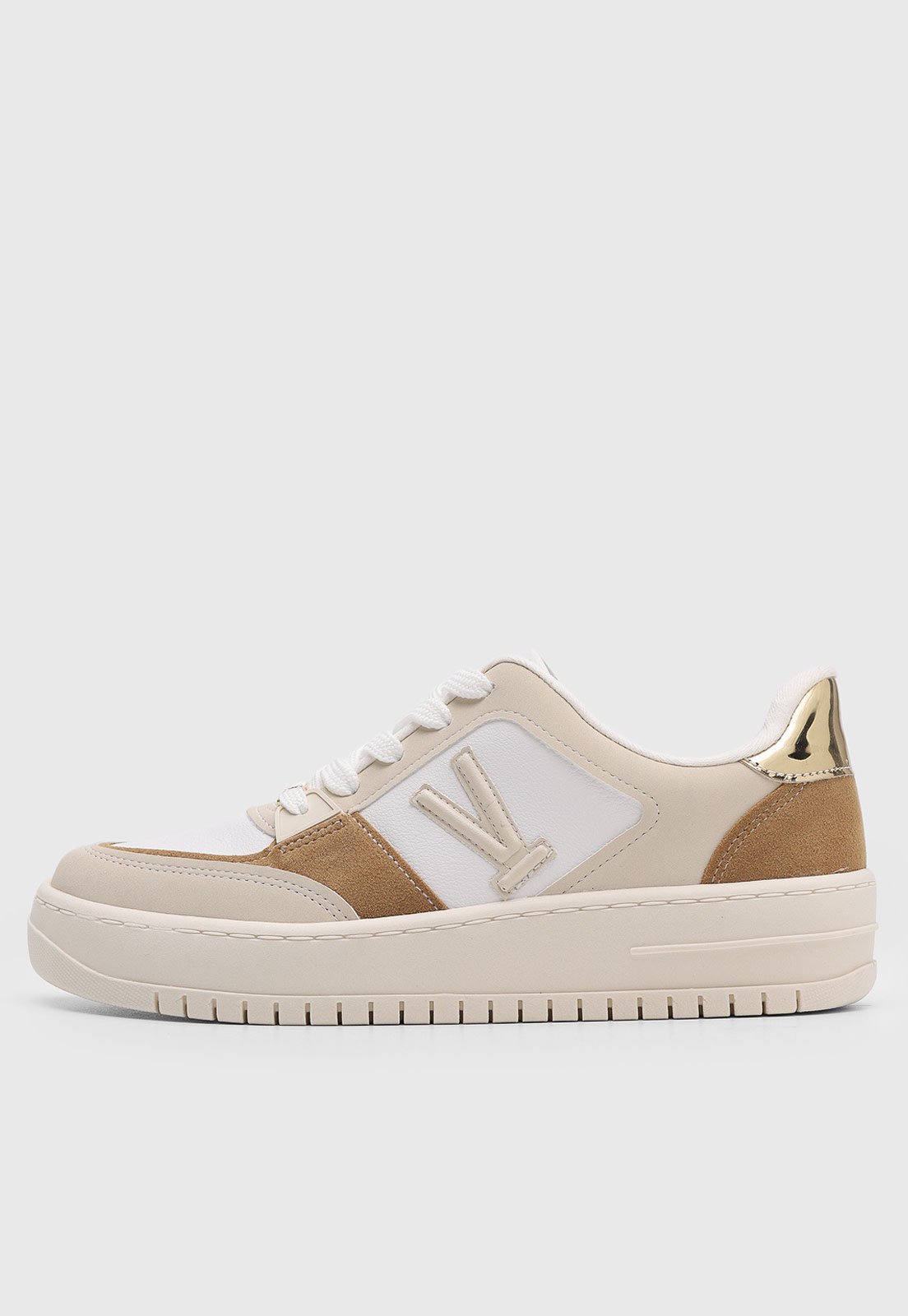 Tênis Feminino Vizzano Detalhe Dourado Bege