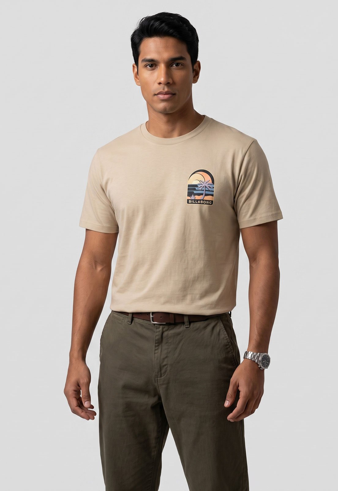 Camiseta Masculina Billabong Estampa Portal I Bege
