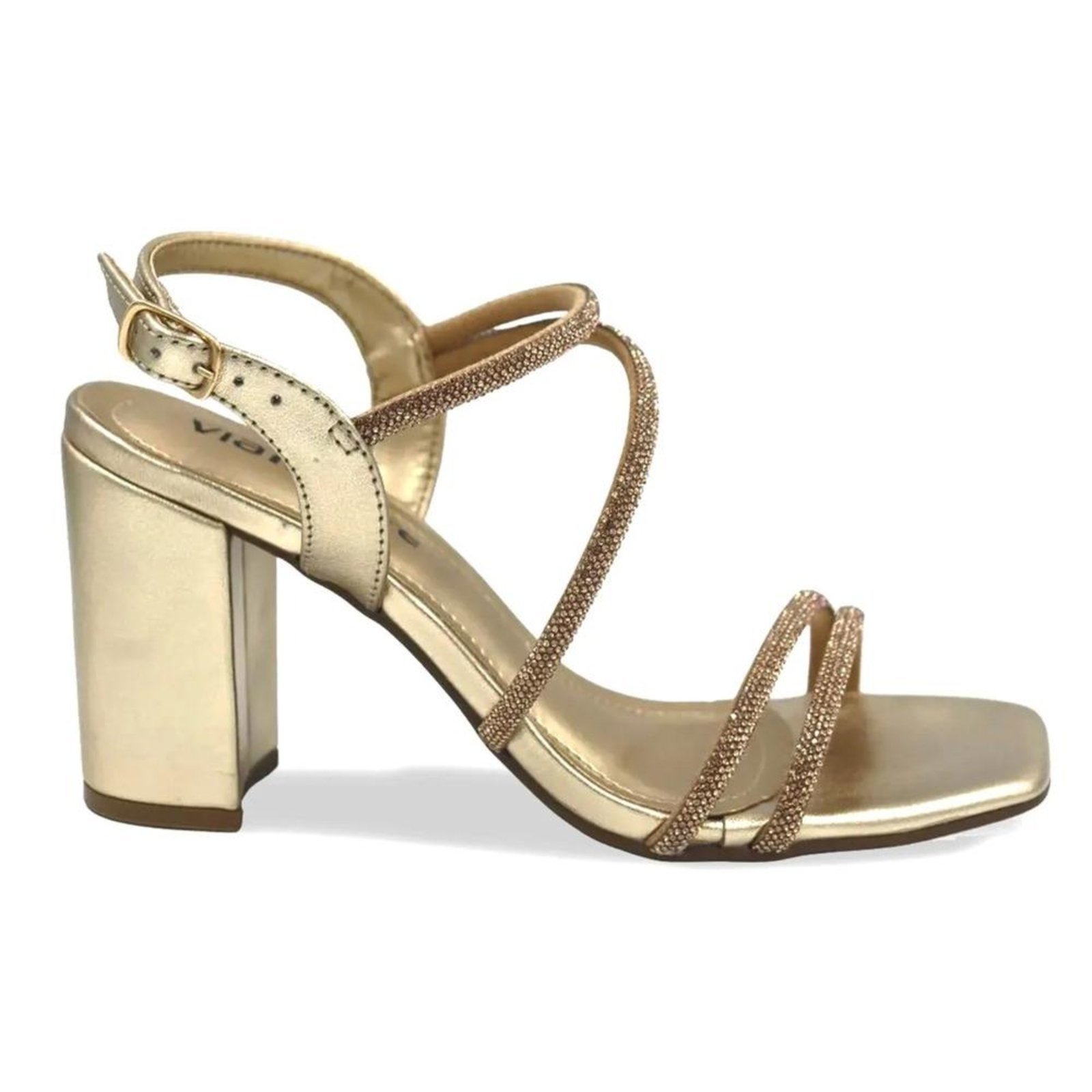 Sandália Via Marte Bico Quadrado Feminina Dourado