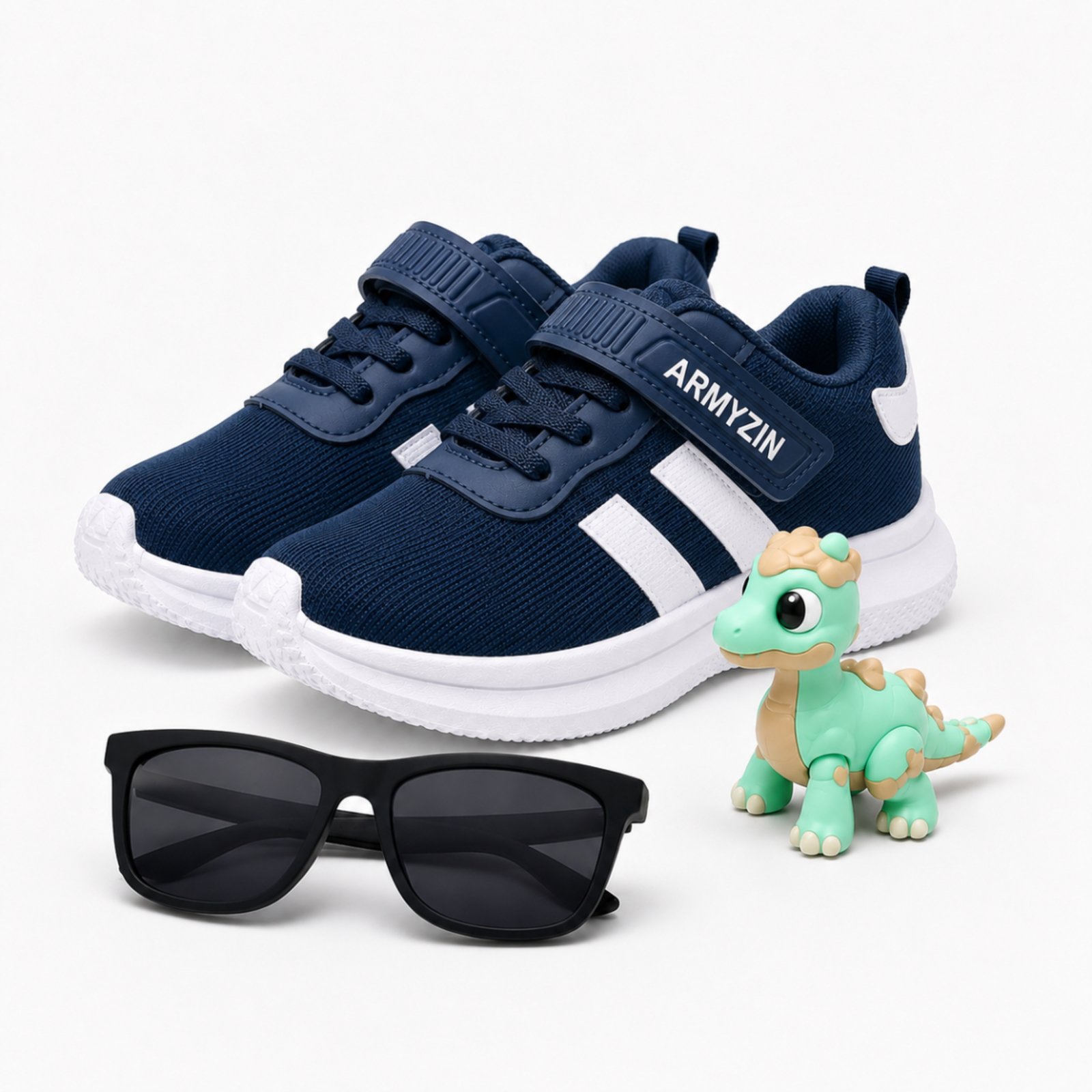 Infantil - Tênis Menino Confortável Ideal Para o Dia a Dia com Dinossauro de Brinde e Óculos Armyz