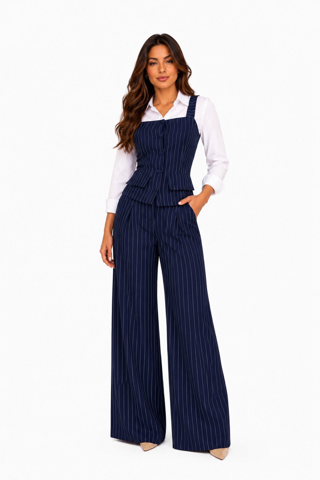 Conjunto Social D Bell Outlet Fashion Colete Azul