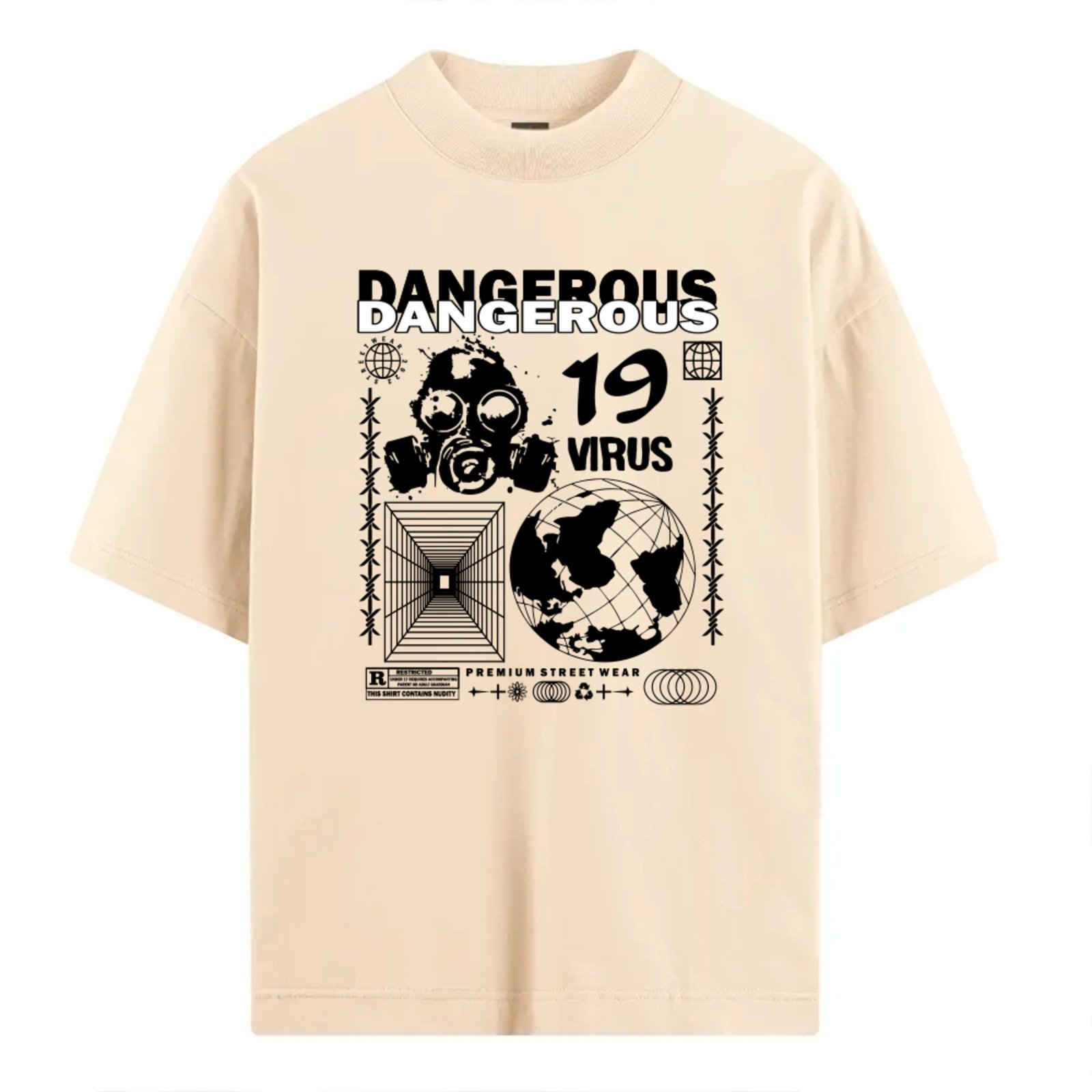 Vista 2 Camiseta Ousy Unissex Dangerous Virus Básica Off White off-white white ousy off-white white