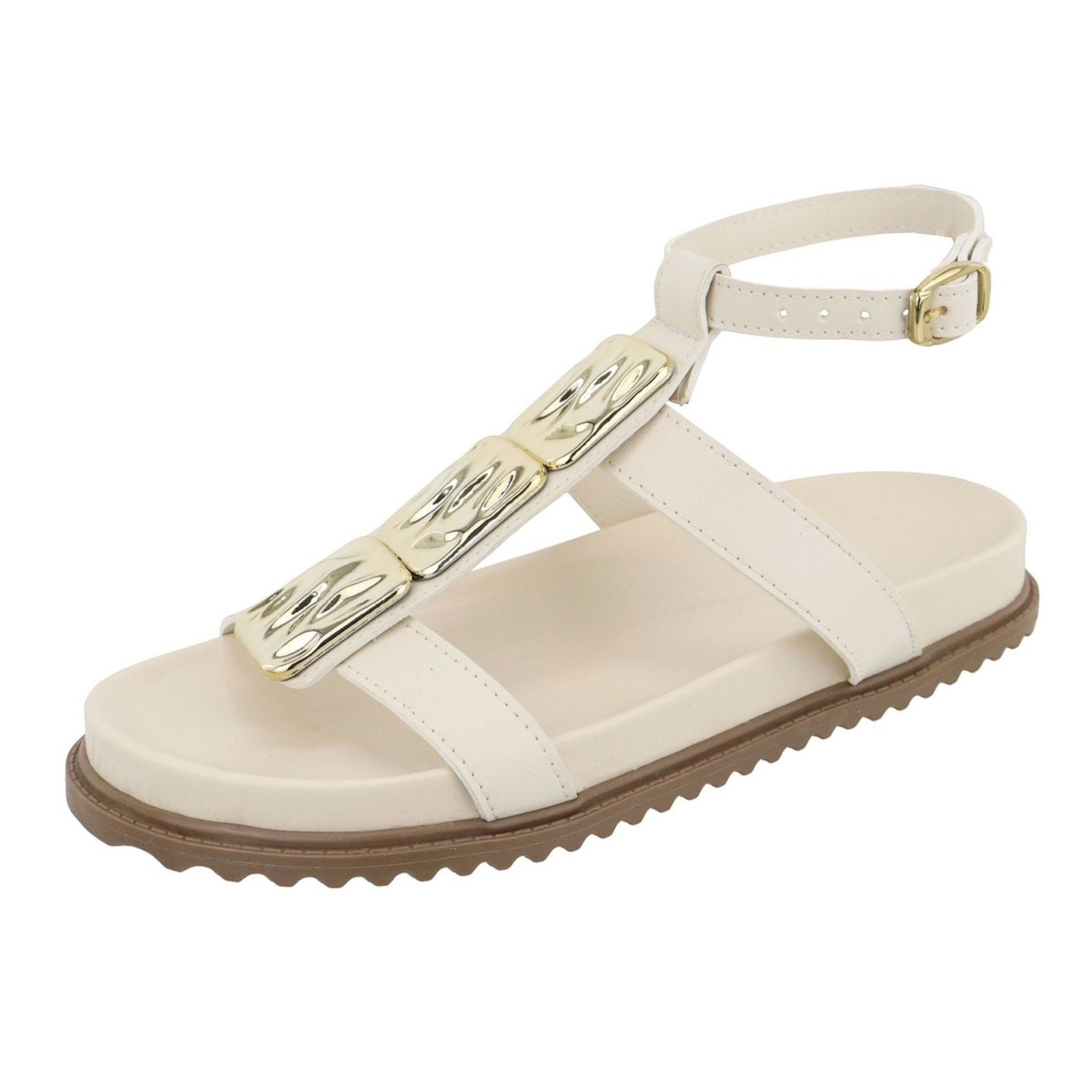 Papete Sandalia Vianza Detalhes Fivela Lateral Off White