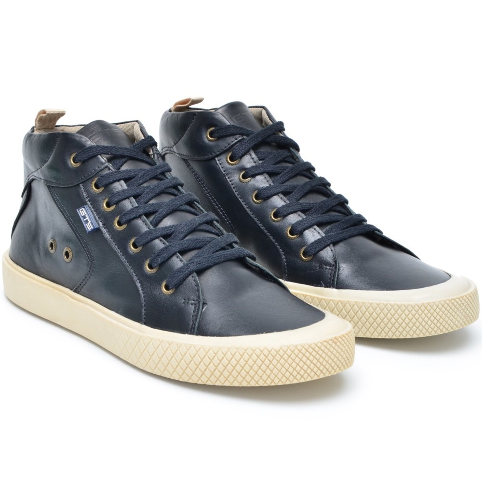 Tênis Casual Couro Masculino Cano Alto Amarração Solado Flat Emborrachado Natural Reforçado Preto