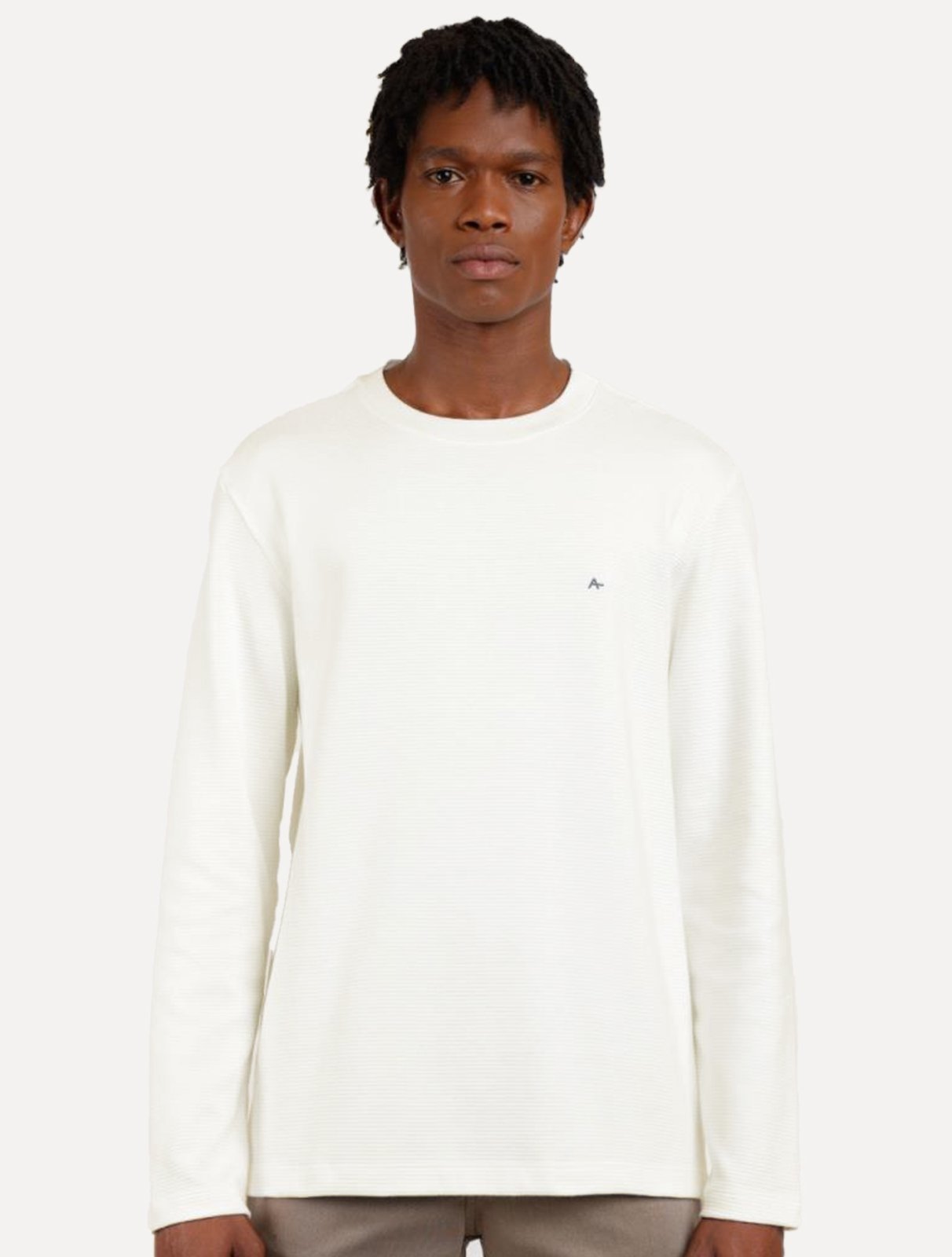 Blusa Aramis Masculina Regular Suedine Canelado Off-White