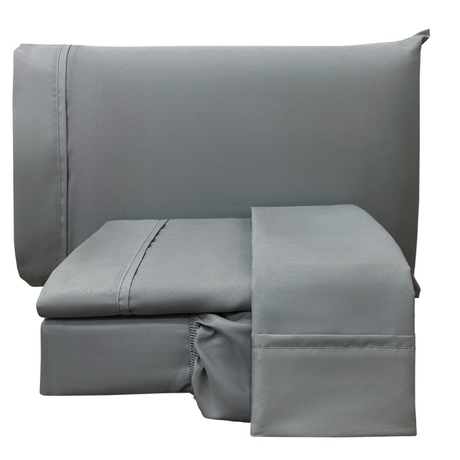 Jogo de Cama Lençol King Conforto Percal 300 Fios 4 Peças - Cinza - 100% Poliéster