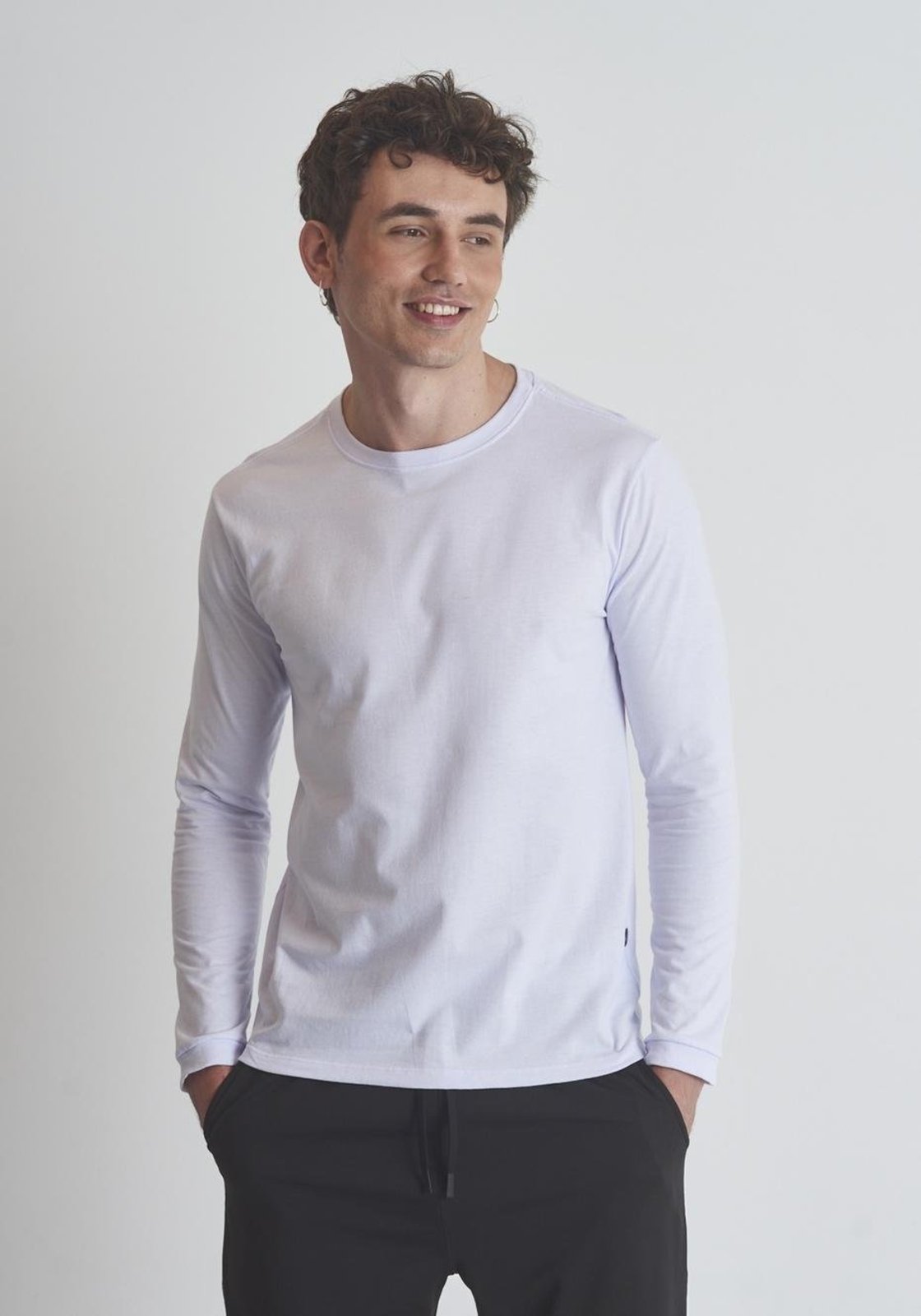 Camiseta básica slim manga longa branca