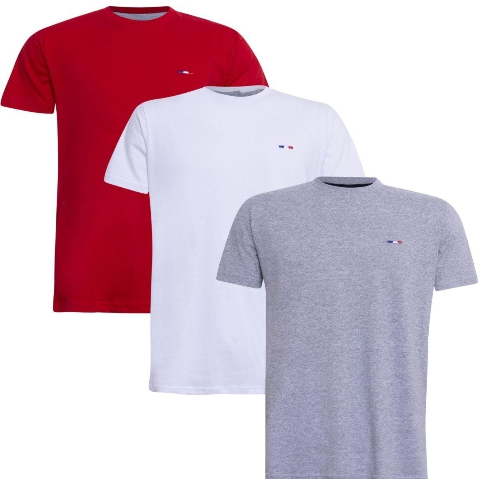 Kit 3 peças Camiseta Industrie Básica Bordada França Tommi Algodão Premium Masculina