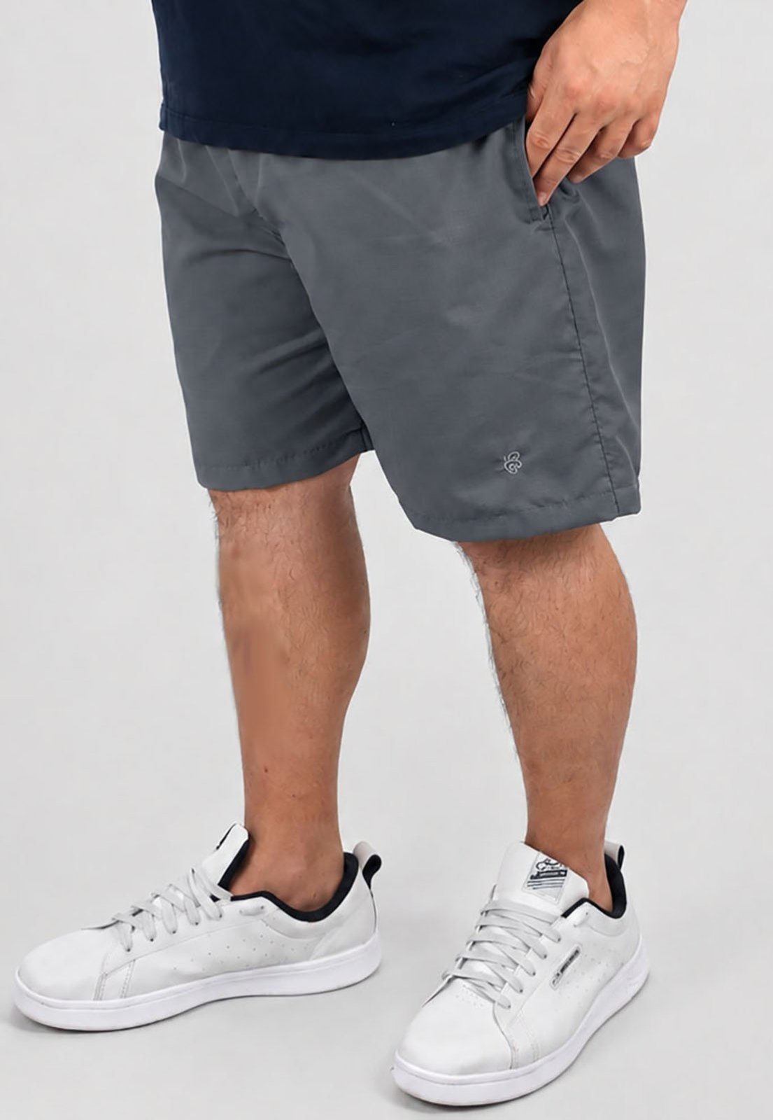 Short Tactel Reforçado Plus Size Praia Academia Butu Biru Cinza Escuro