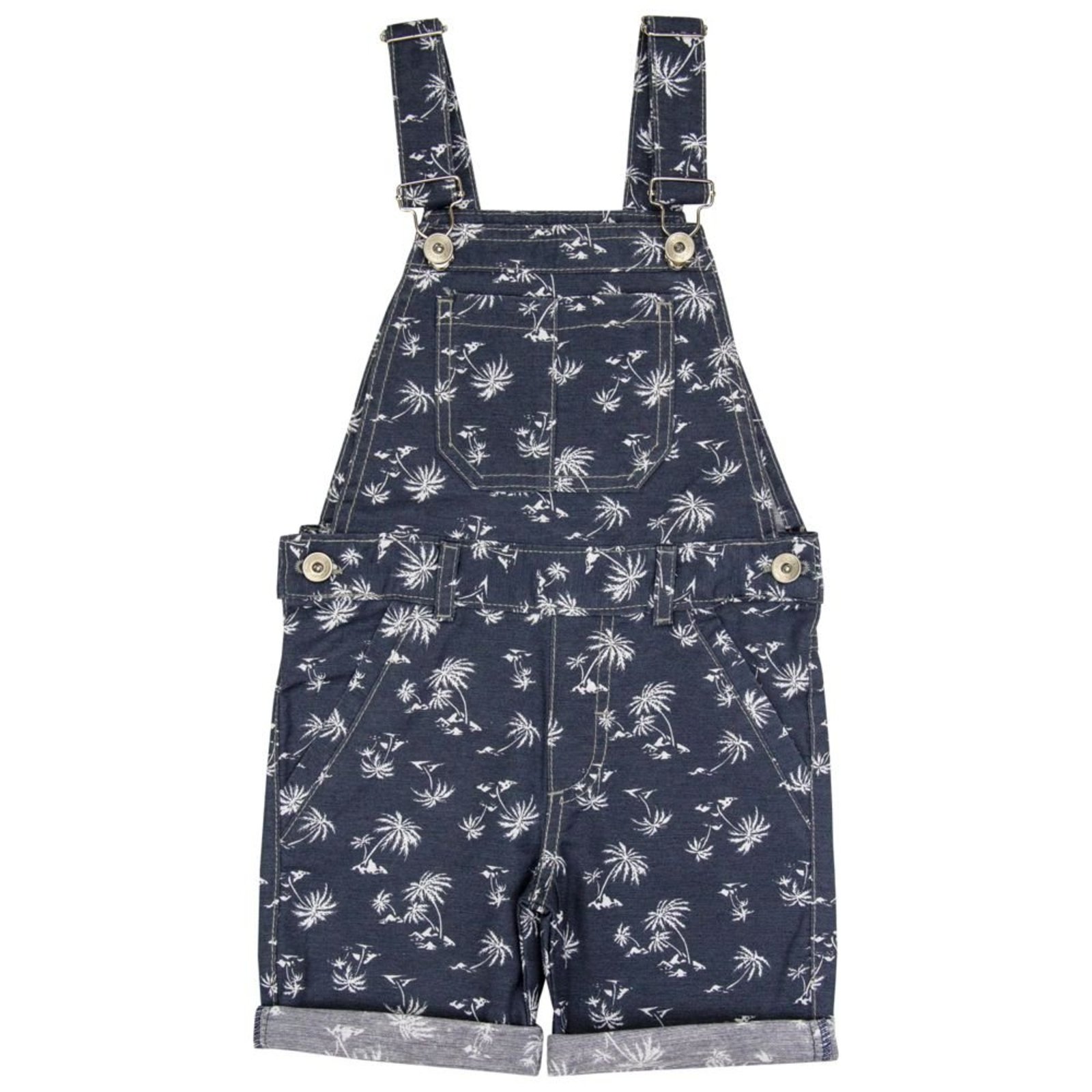 Infantil - Jardineira Look Jeans Sarja Estampada Marinho