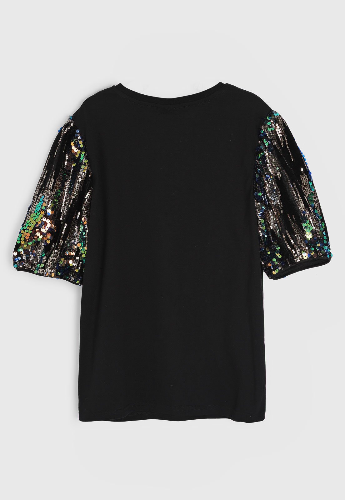 Vista 3 Infantil - Blusa Manga Curta Name It Manga Paetê Preta preto name it preto