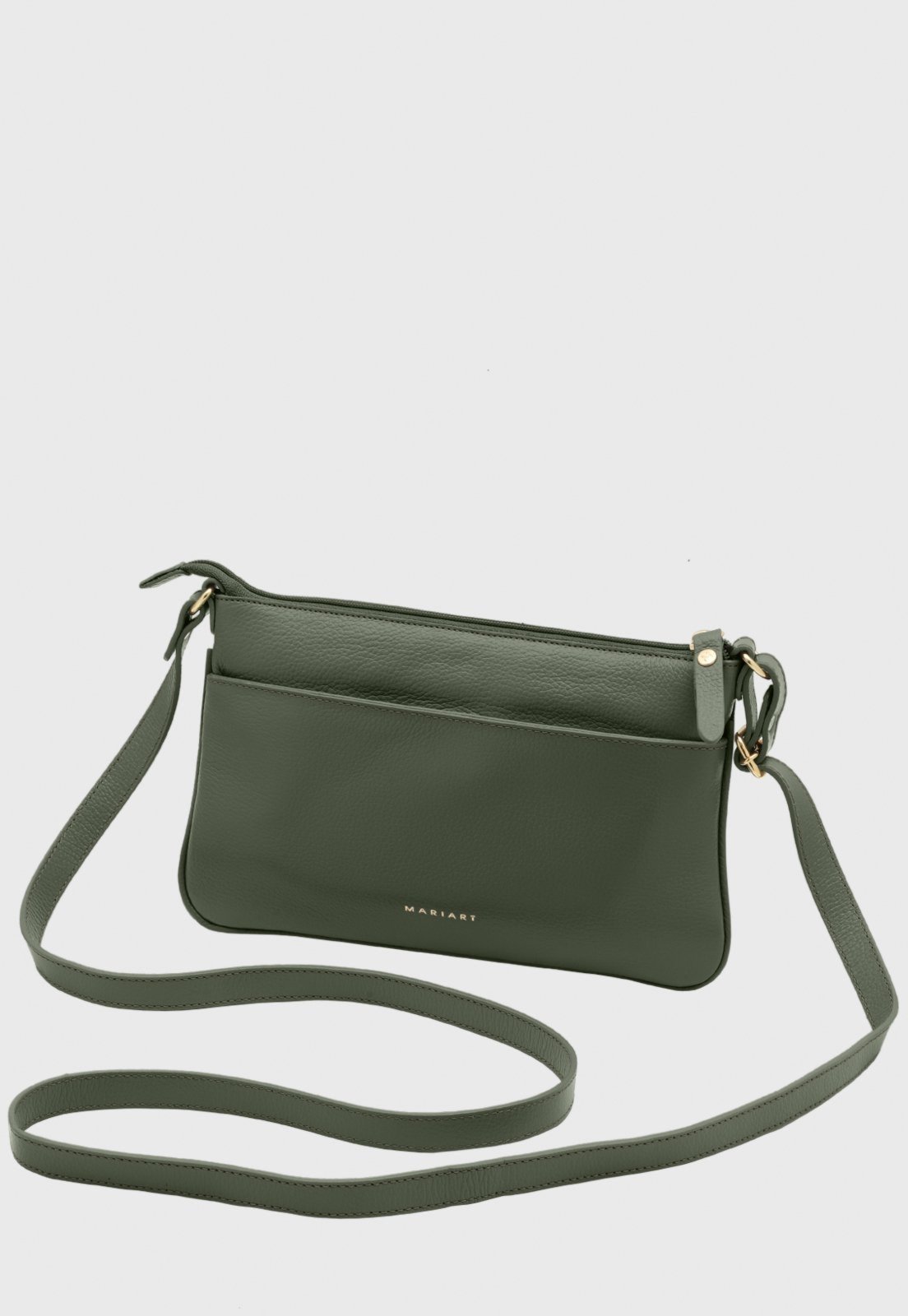 Bolsa Transversal Couro Mariart Girassol Verde Army