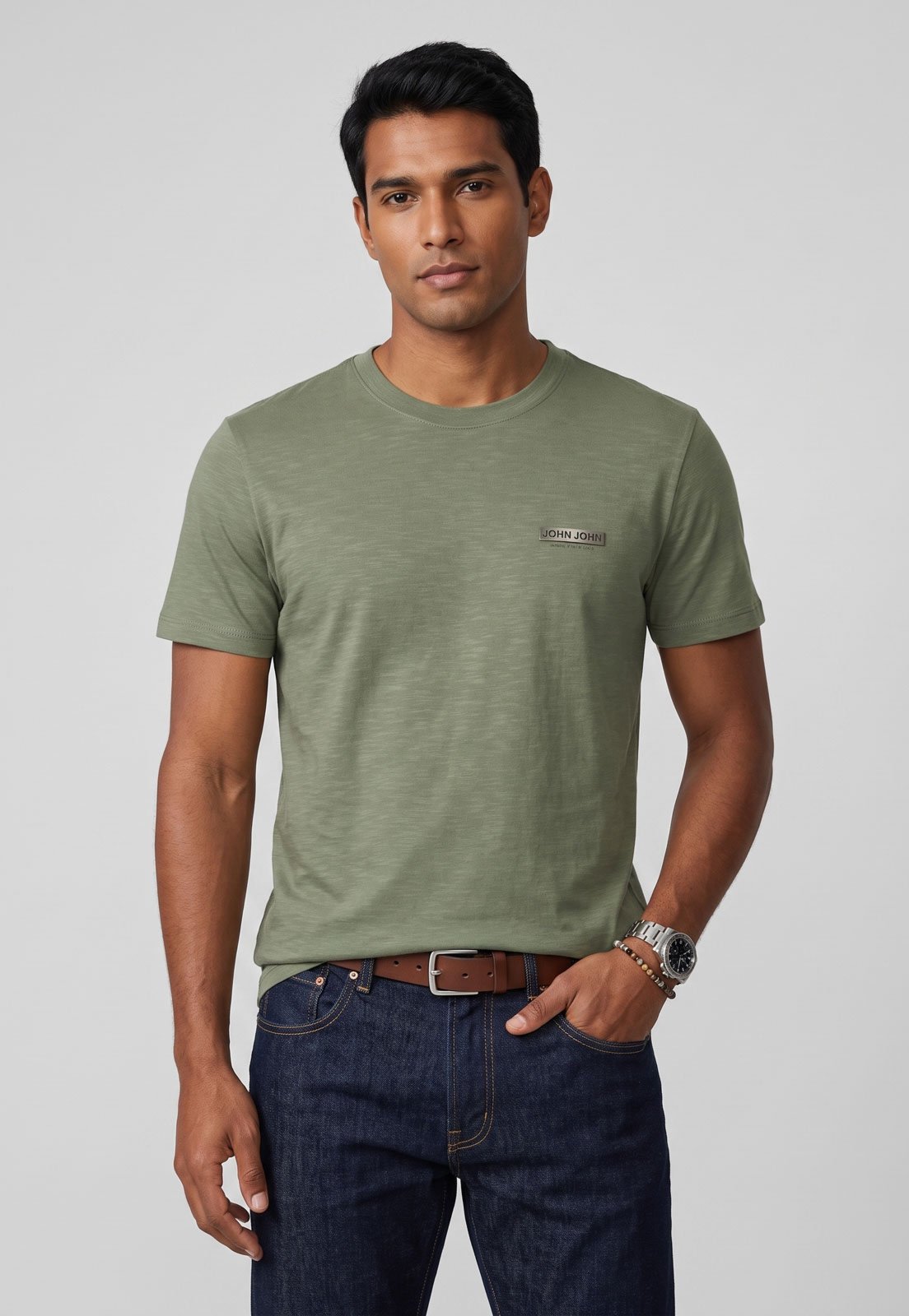Camiseta Masculina John John Gola Redonda Verde