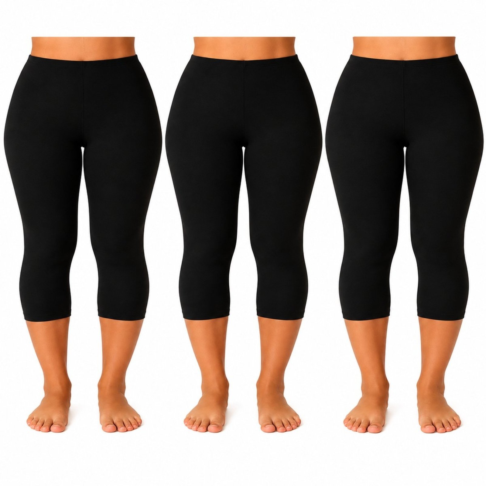 Kit 3 Calças Capri Segunda Pele Anágua Modeladora Feminina Preta