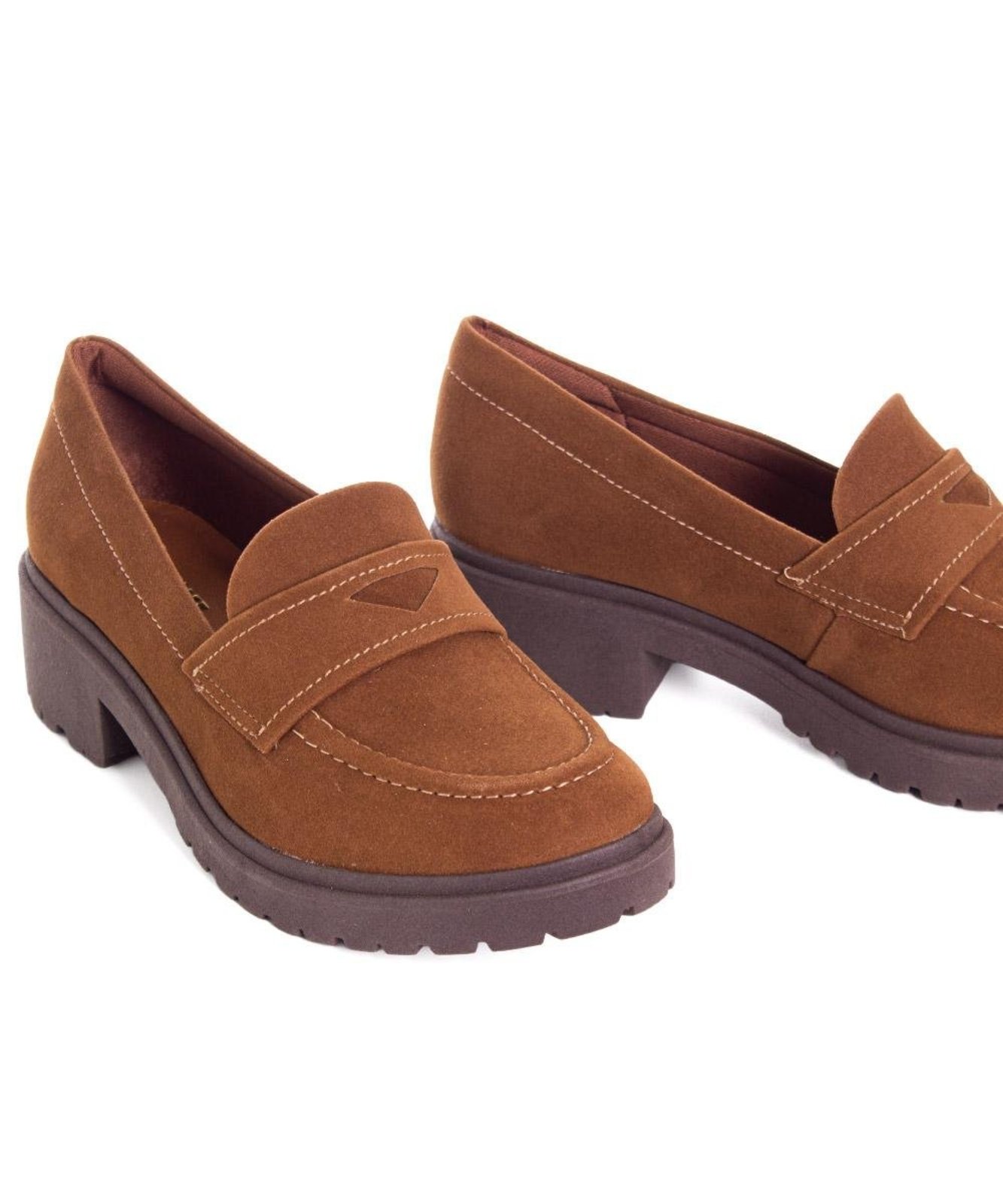 Mocassim Feminino Quiz Salto Tratorado Caramelo Incolor