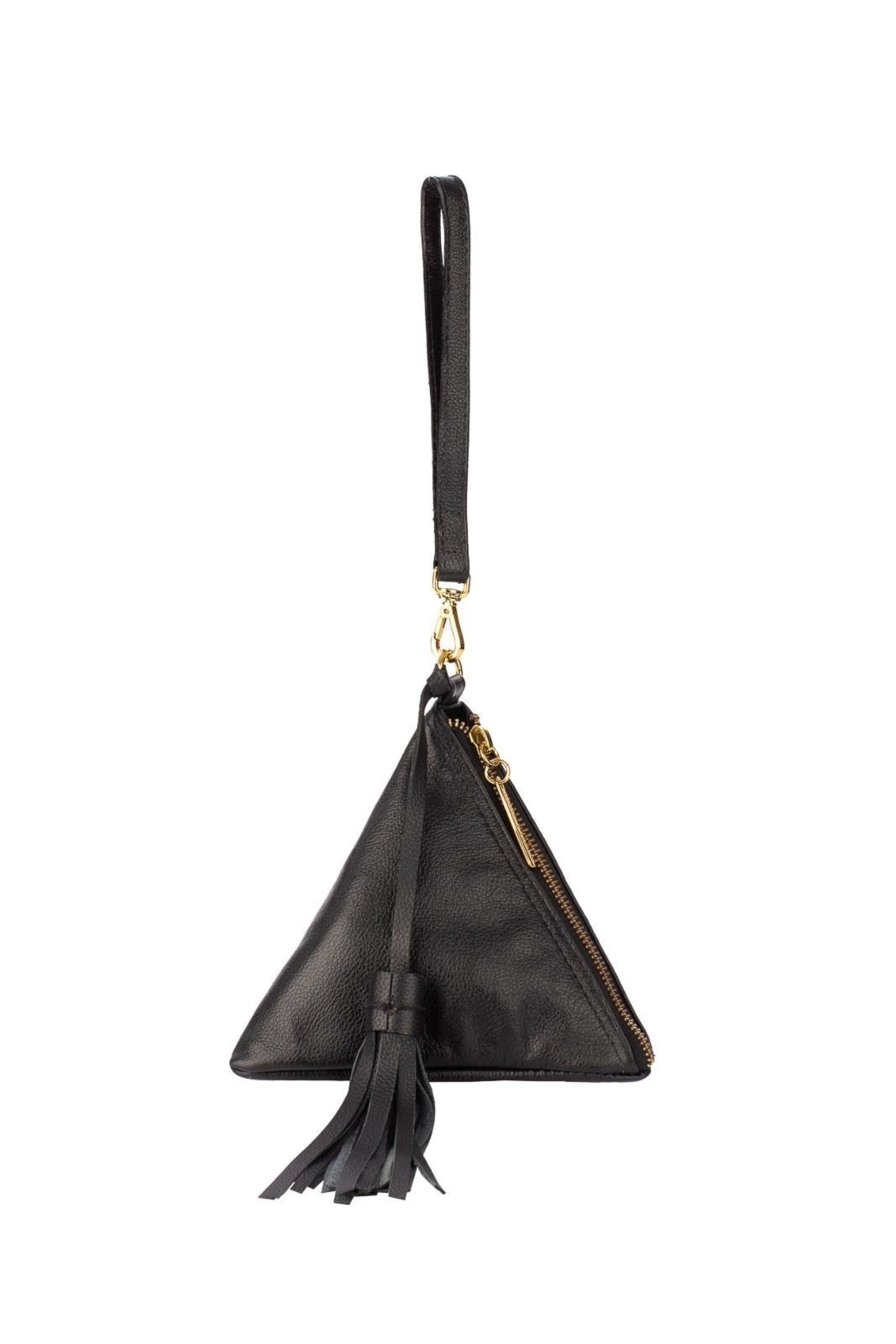 Clutch de couro liso Manu Preto