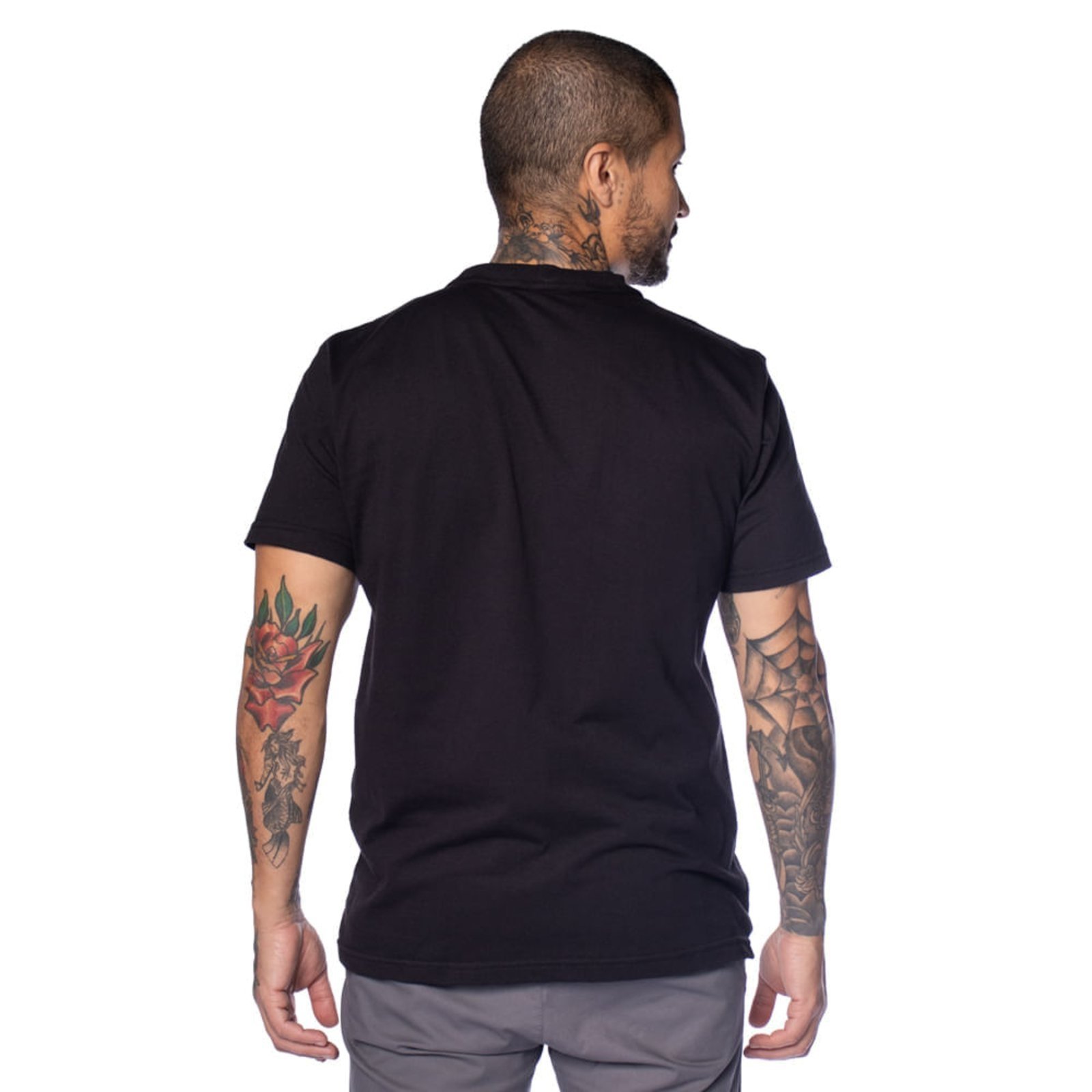Vista 3 Camiseta Masculina Gangster Gola Canelada preto Gangster preto