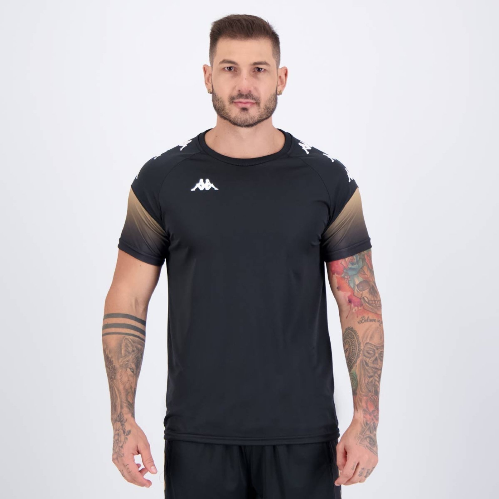 Camiseta Kappa Bearr Preta e Dourada