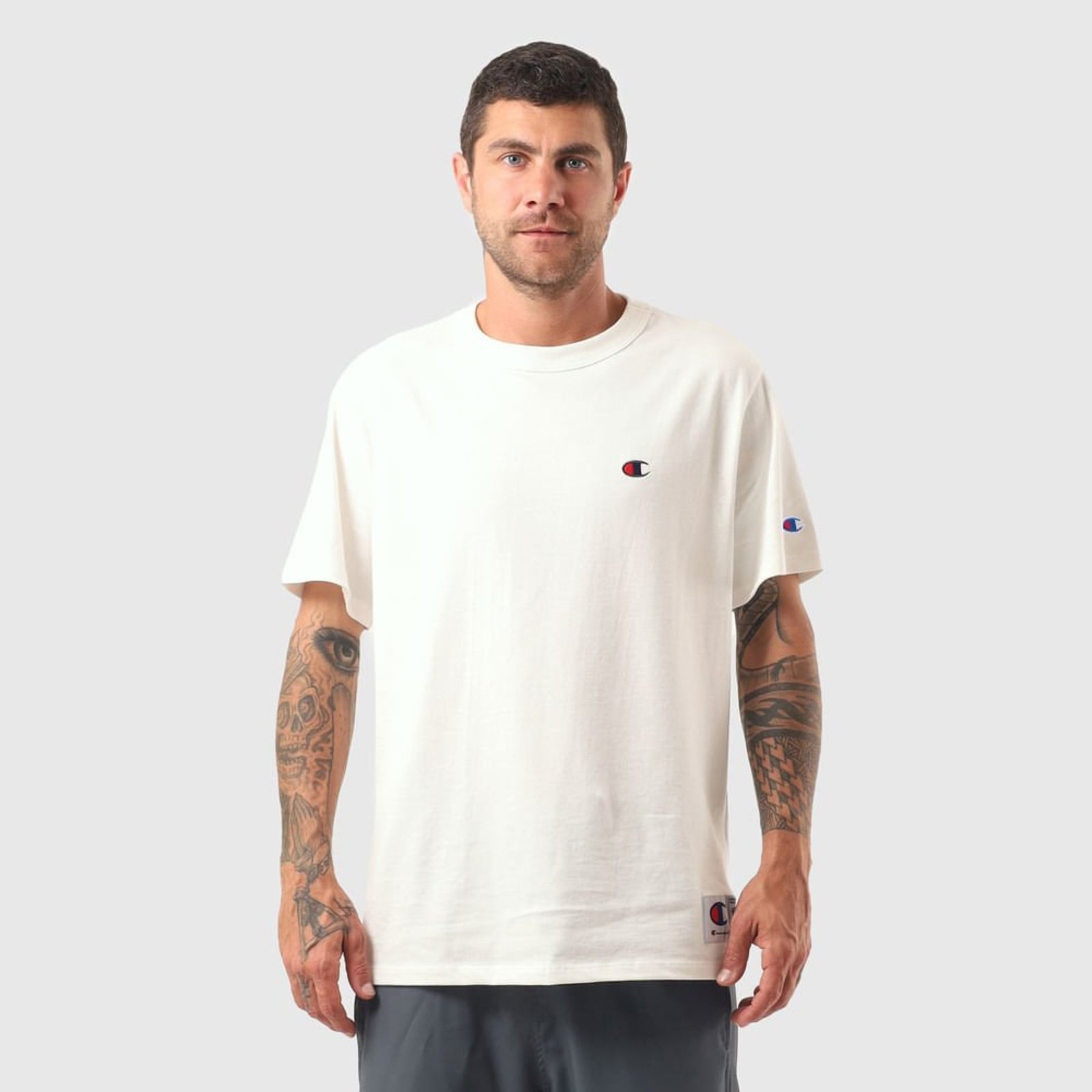 CAMISETA CHAMPION LOGO C BORDADO TECIDO MEIA MALHA GROSSO