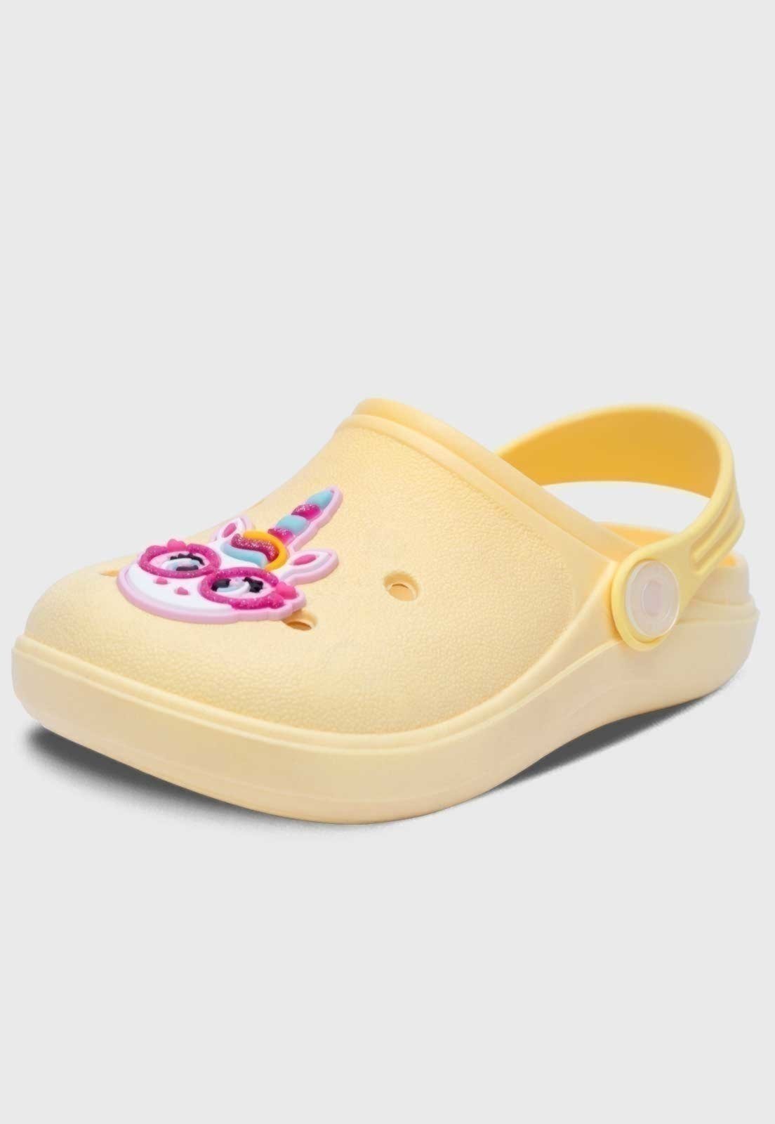 Infantil – Babuche Popidi Menina Unicornio Amarelo