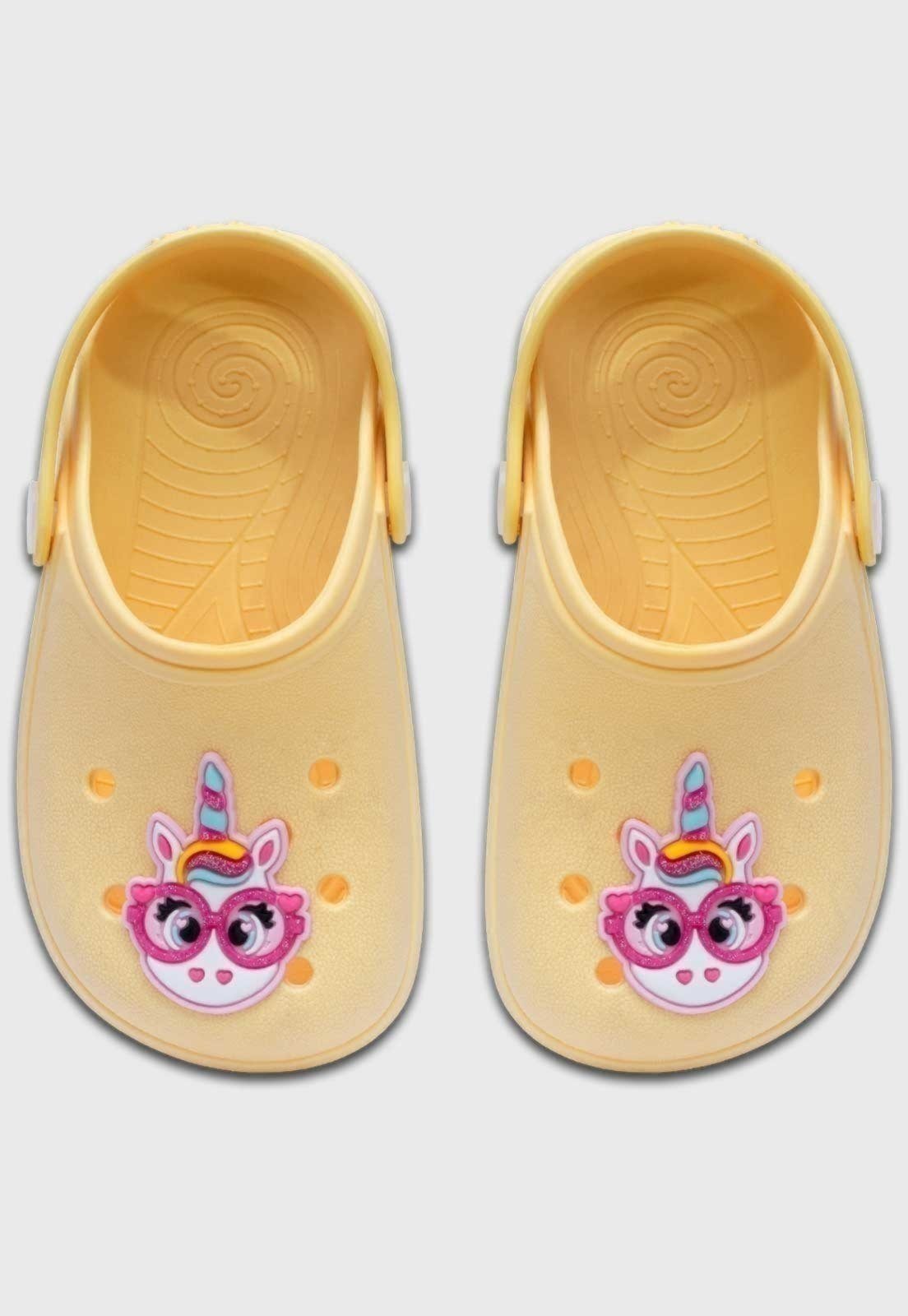Vista 3 Infantil - Babuche Popidi Menina Unicornio amarelo Pópidí amarelo