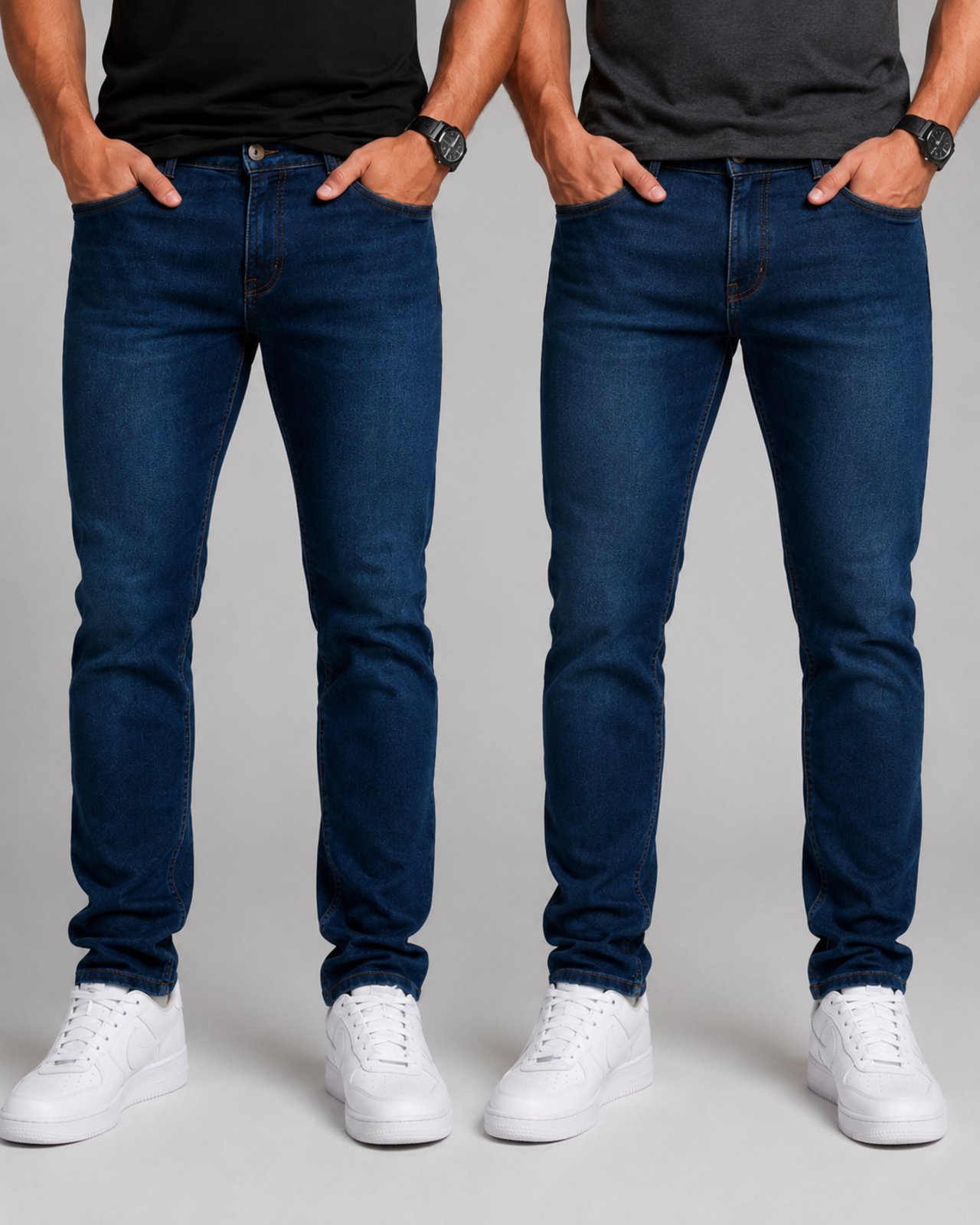 Kit 2 Calças Jeans Tex Jeans Masculina Casual Premium Azul Escura