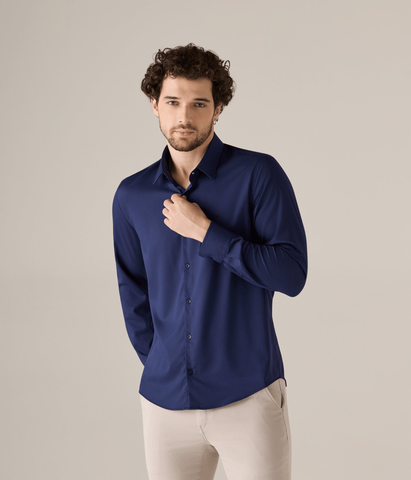 Camisa Makenji Bambu Lisa Masculina Azul Marinho