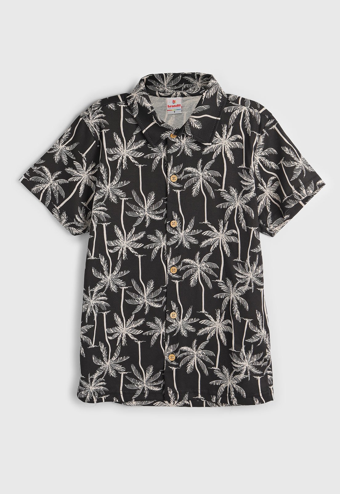 Vista 2 Infantil - Camisa Brandili Folhagem Preta preto Brandili preto