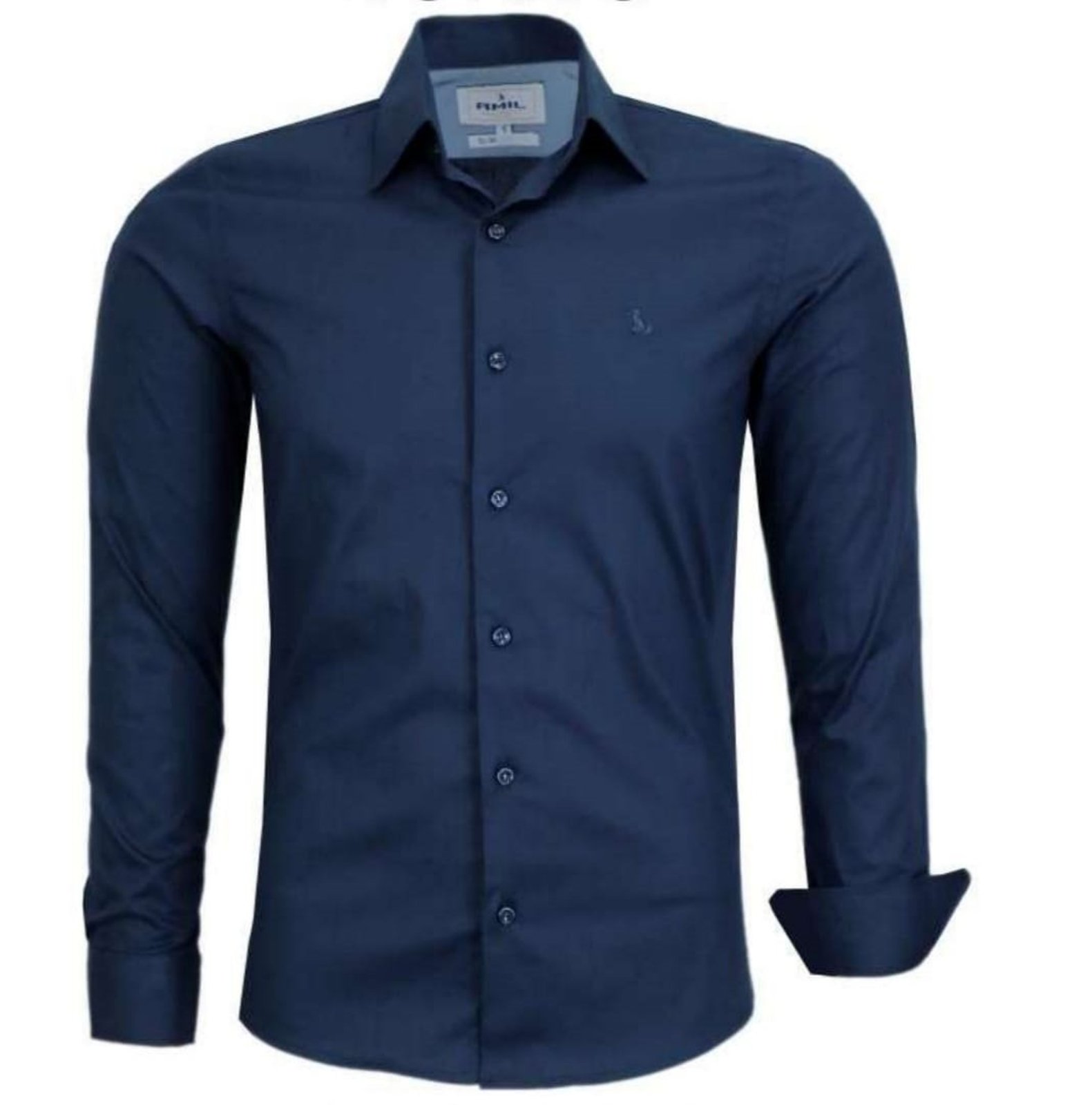 Camisa Social Amil Lavender Slim Algodão Com Elastano Linha Premium Luxo Marinho