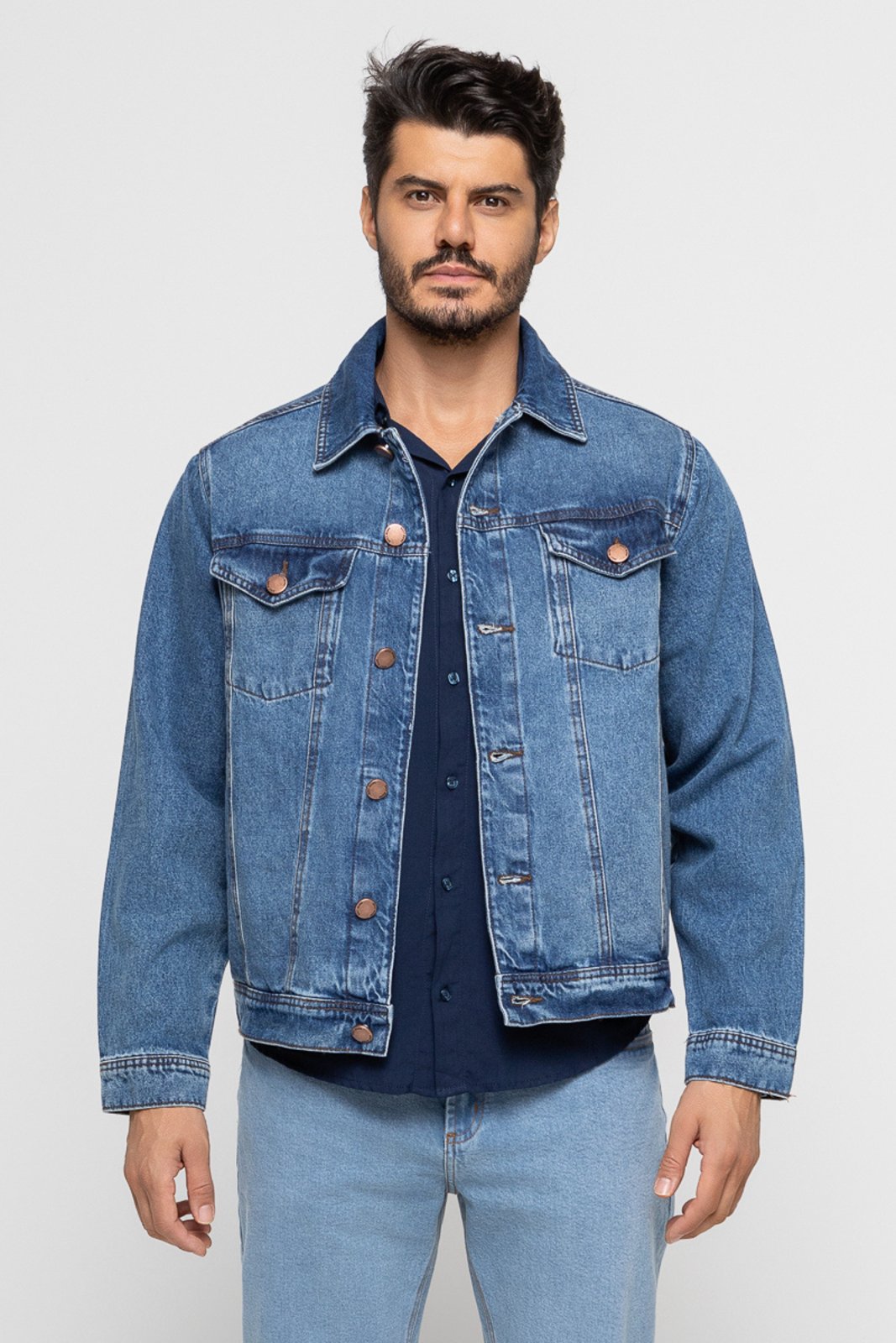 Jaqueta Masculina Trucker Basic Médio Doct Indigo Médio