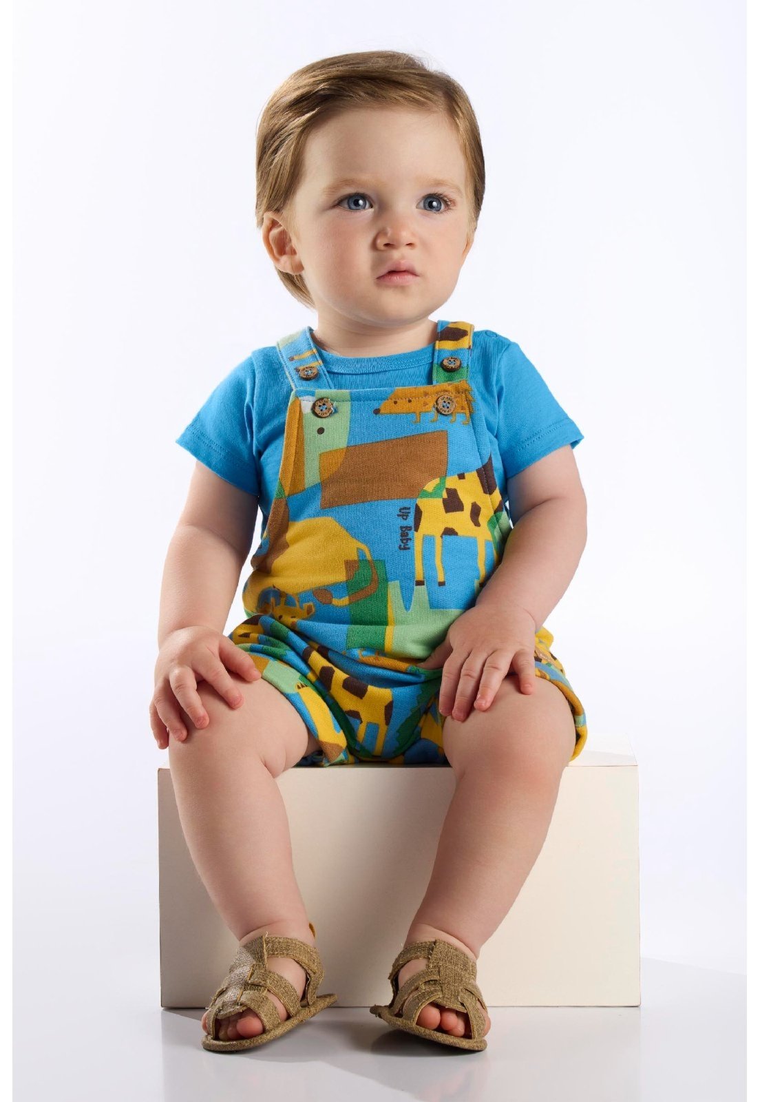 Vista 2 Infantil - Conjunto Jardineira e Body Up Baby marrom Up Baby marrom