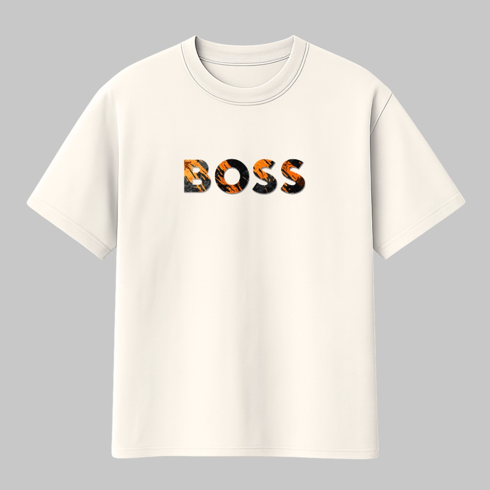 Camiseta Básica Estilo Boss Textura Urbana Estilo Premium Confortável Off White