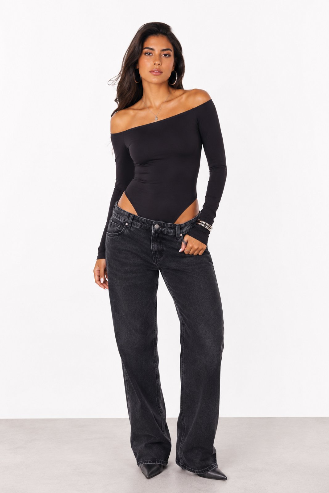 Body Manga Longa Feminino D Bell Outlet Fashion Poliamida Preto