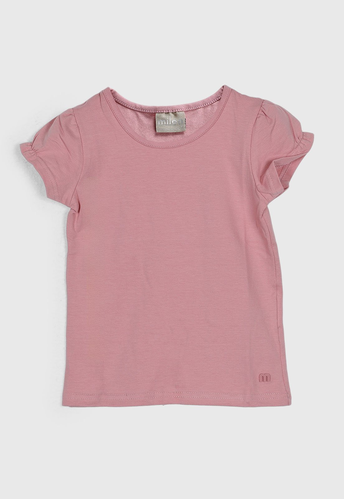 Infantil - Blusa Milon Manga Curta Decote Redondo Rosa