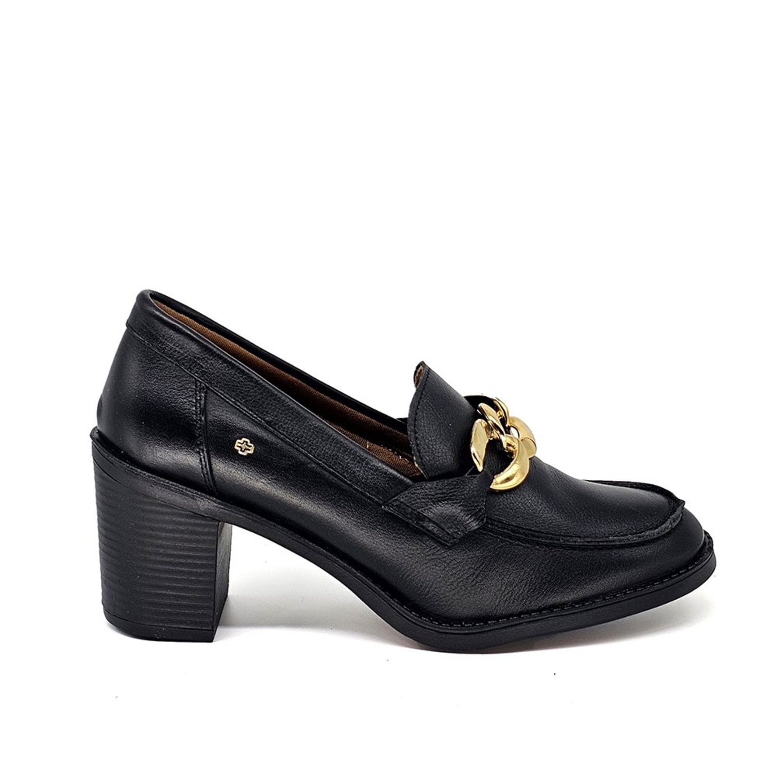 NAO009 SAPATO C/ BRIDÁO NAOMI - COURO CFT PRETO LUSTRO.