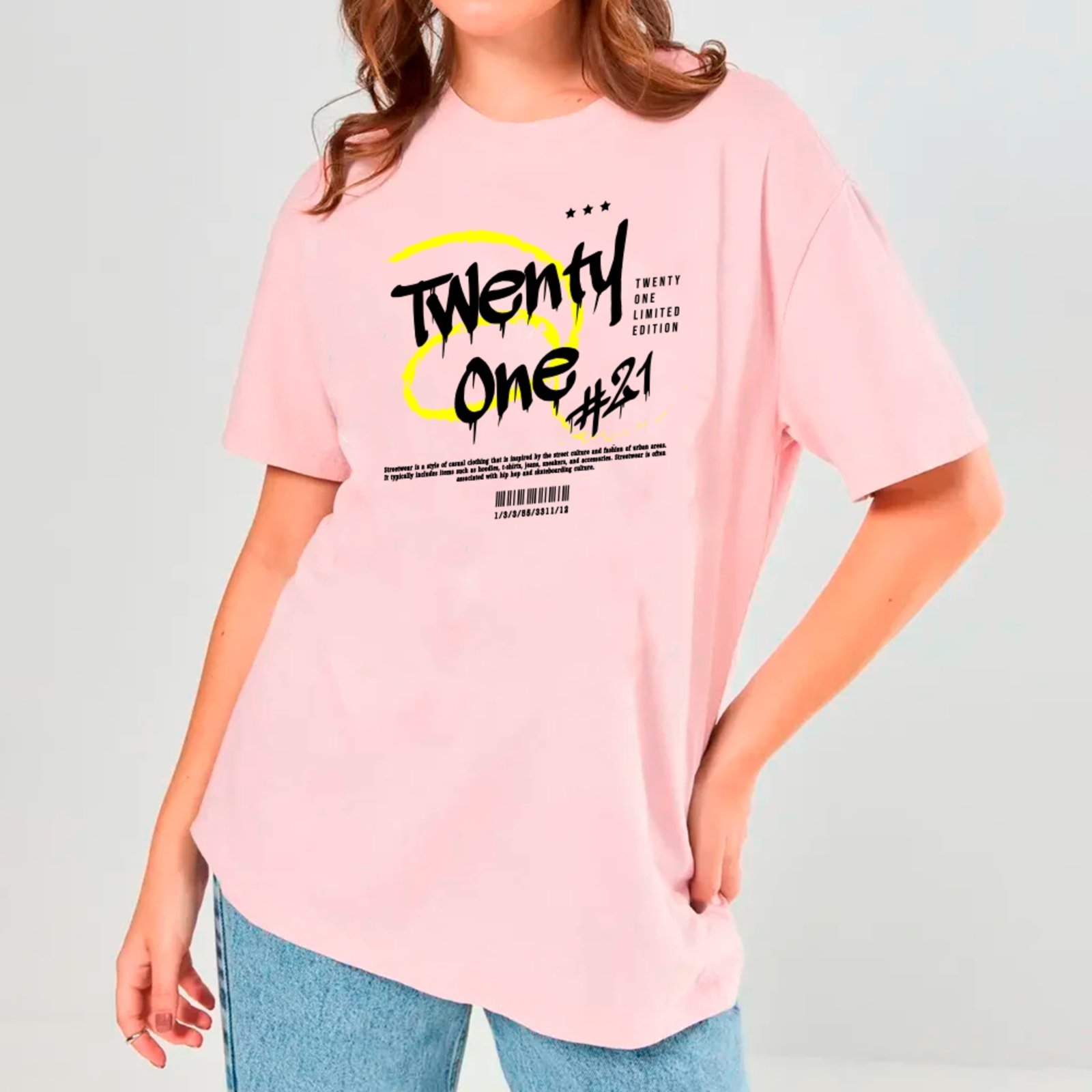 Camiseta Ousy Unissex Twenty One Limited Edition Básica Rosa