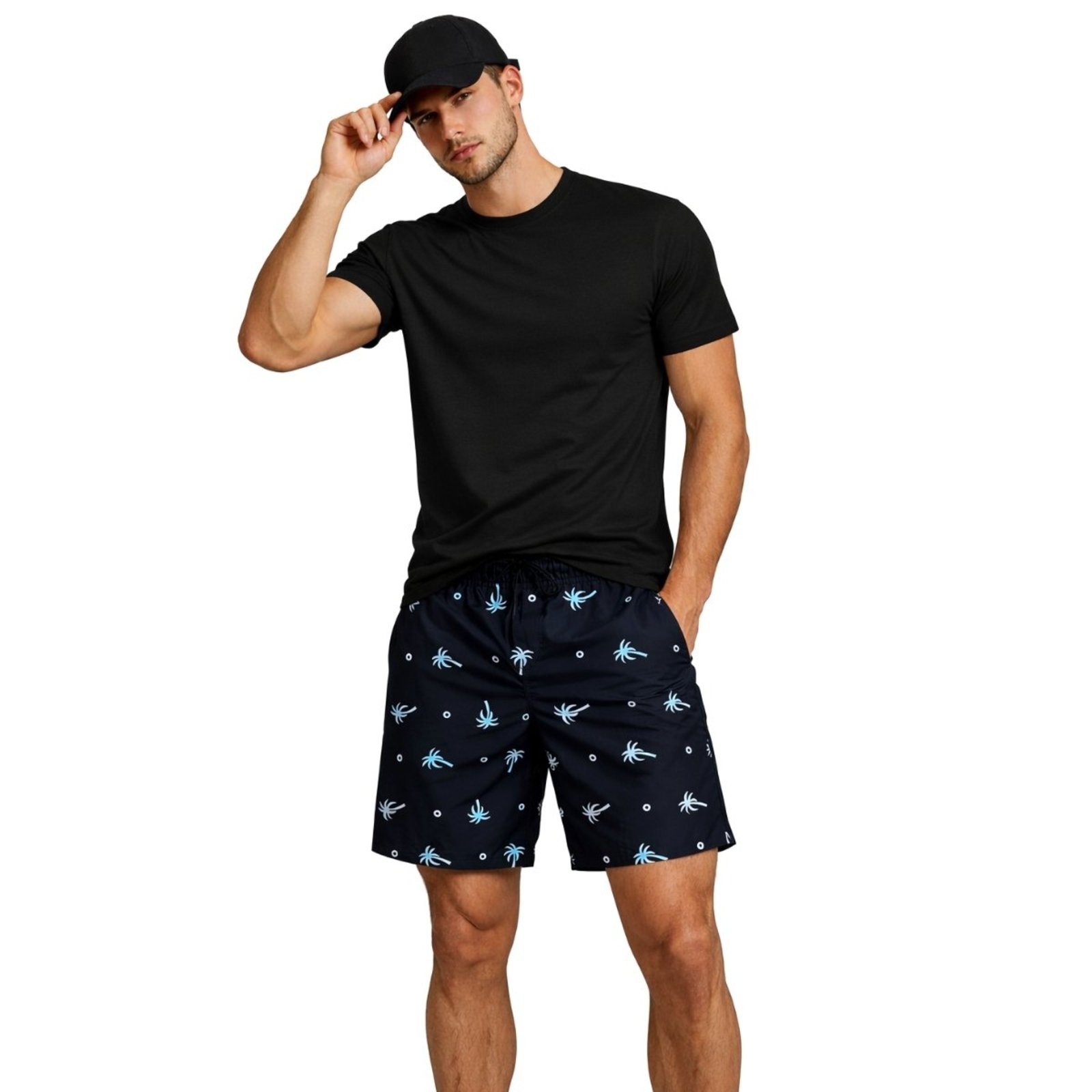 Conjunto Masculino Camiseta 100% Algodão Short Tactel e Boné