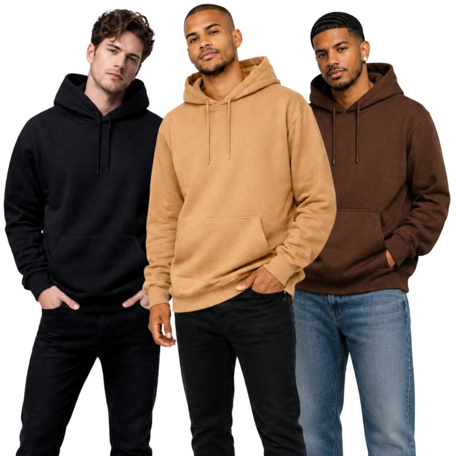 Kit 3 Moletom Modelo Canguru Com Capuz Masculino Liso
