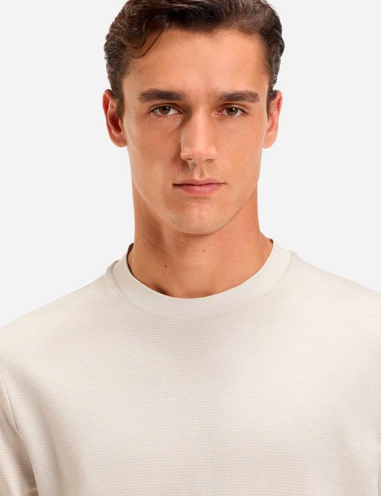 Vista 3 Camiseta Hugo Boss Masculina Regular H-Thompson 432 Areia bege Hugo Boss bege