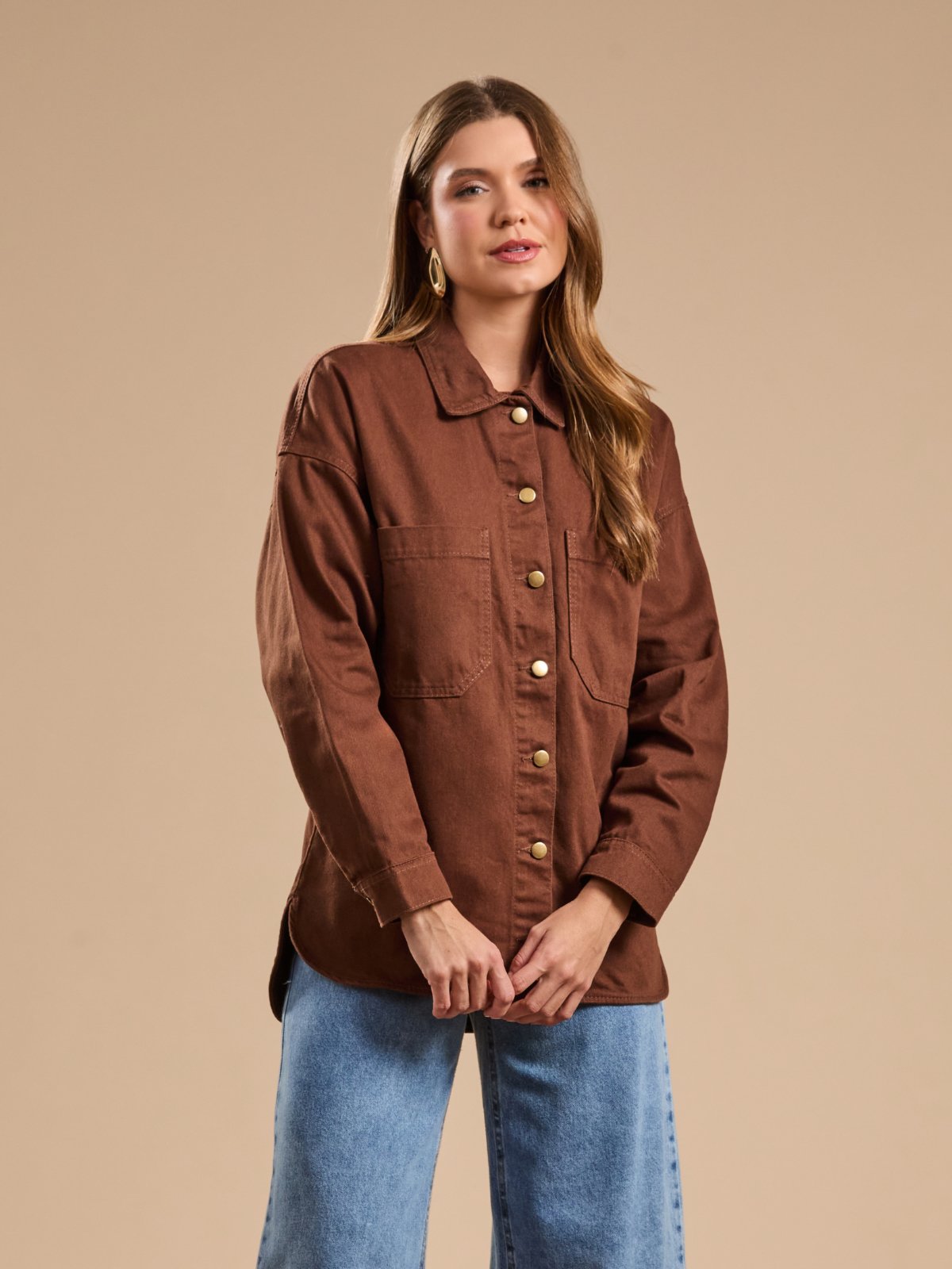 Jaqueta Oversized Novah Store Jeans Marrom