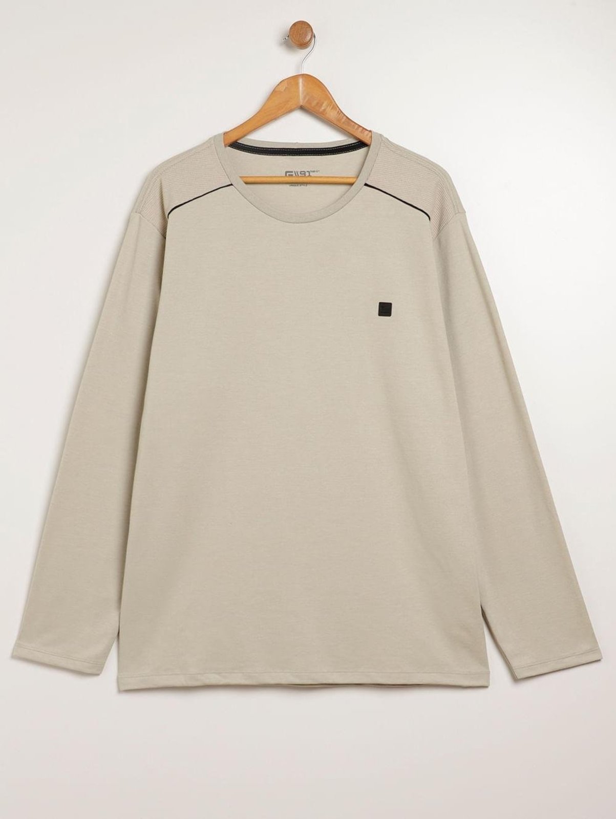 Camiseta Manga Longa Plus Size Masculina BEGE