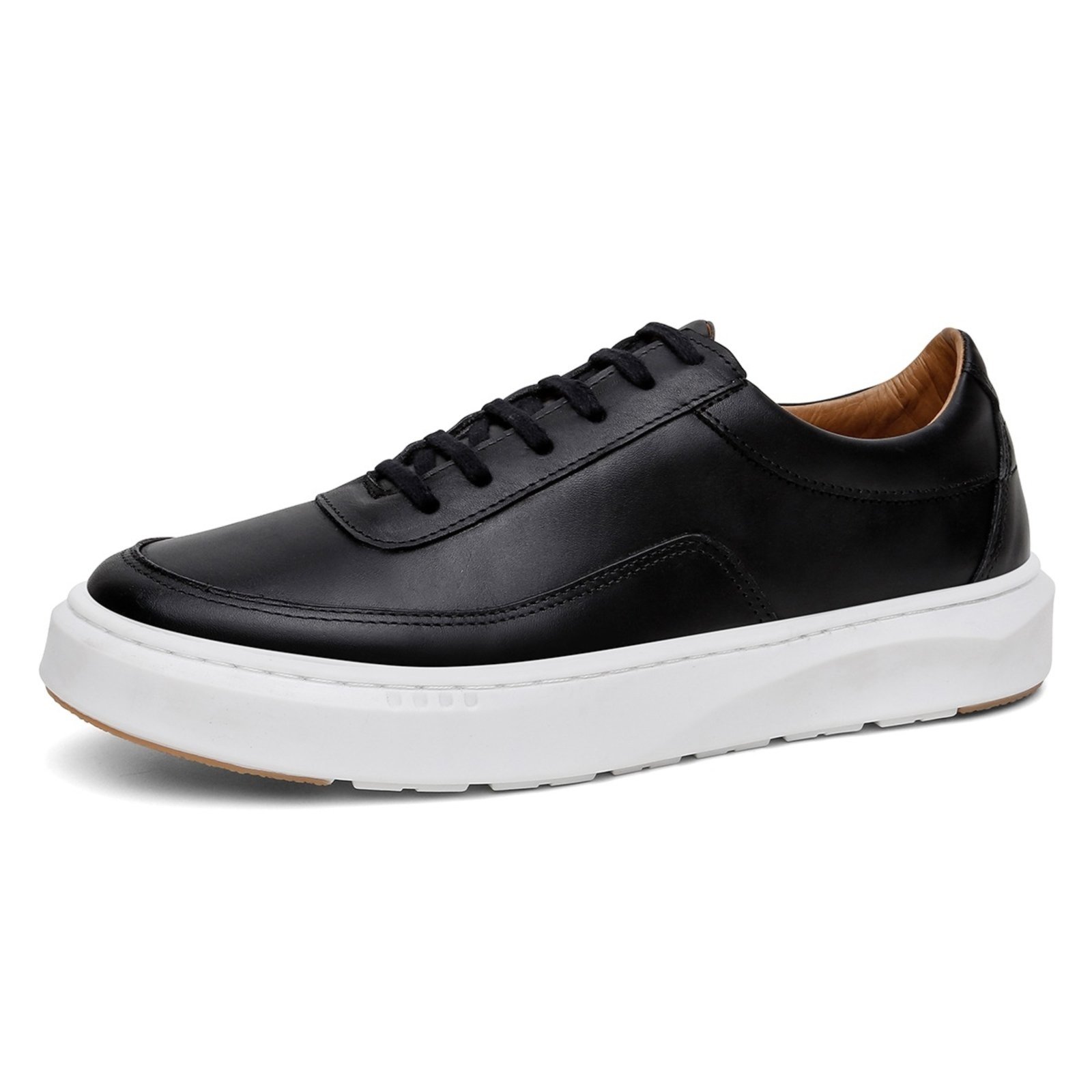 Tênis Masculino de Couro Casual Preto