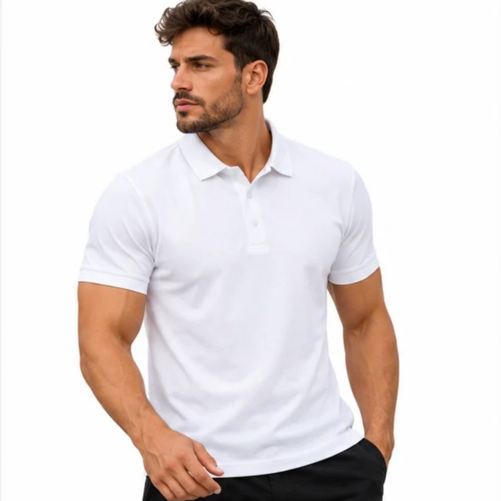 Polo Masculina Poliamida Casual Esportiva Confortável Premium Branco