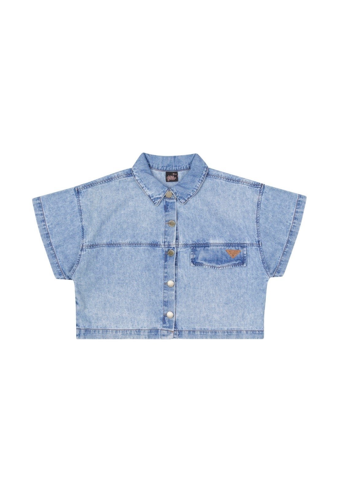 Vista 3 Infantil - Camisa Cropped Jeans Juvenil Gloss azul Gloss azul
