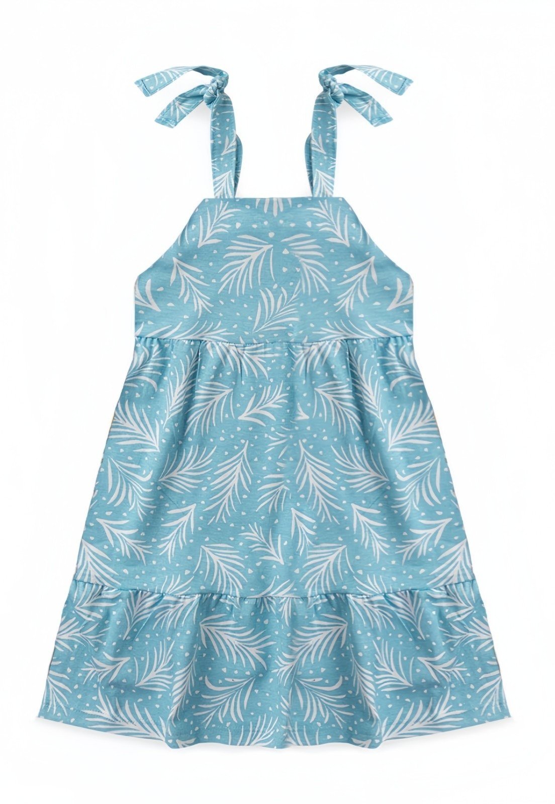 Vista 2 Infantil - Vestido Platinum Folhas brancas PLATINUM KIDS azul PLATINUM KIDS azul