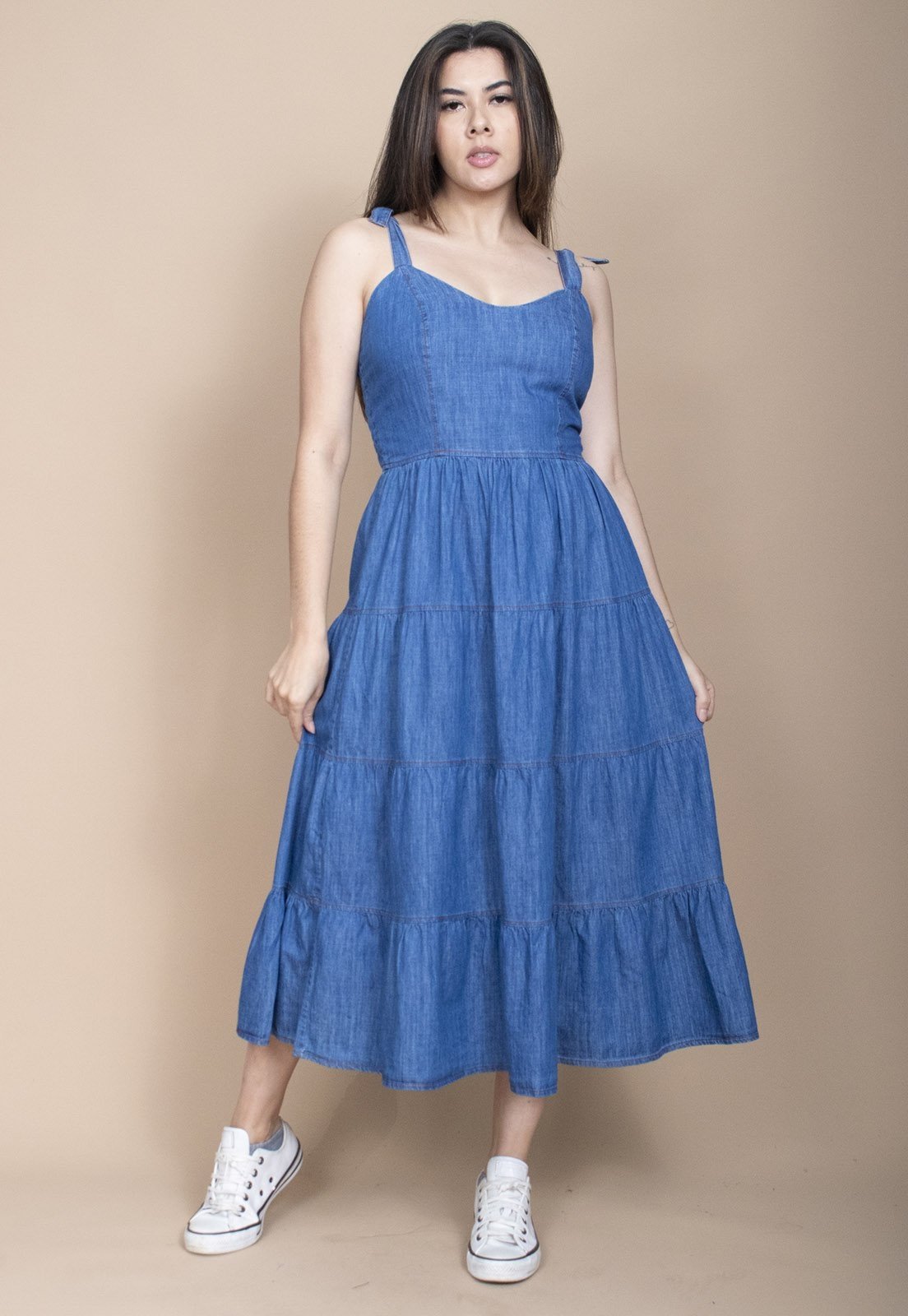 Vista 2 Vestido Cabanafree Midi Jeans Cabanafree azul