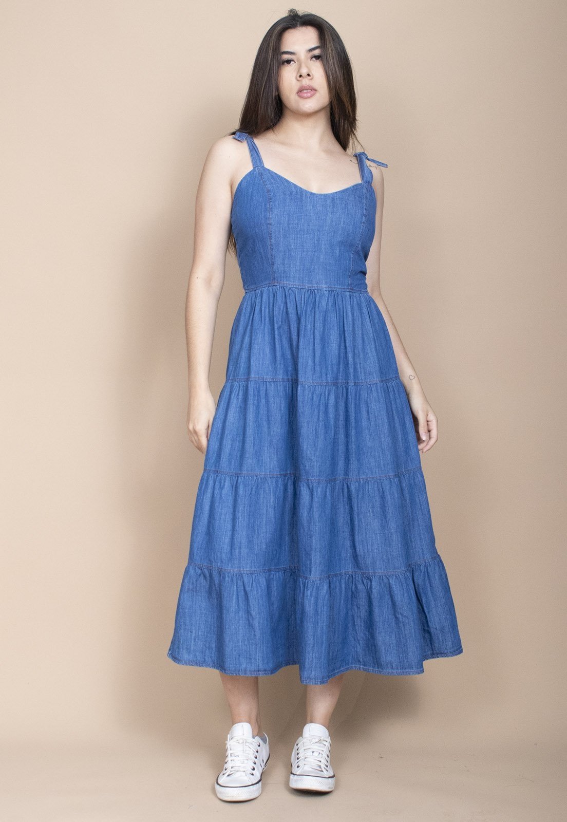 Vista 3 Vestido Cabanafree Midi Jeans Cabanafree azul